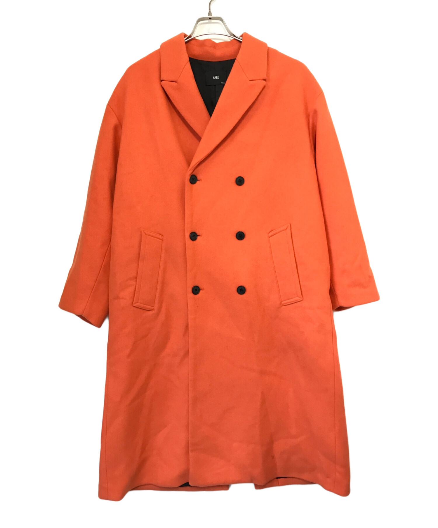 中古・古着通販】HARE (ハレ) ダブルチェスターコート オレンジ サイズ