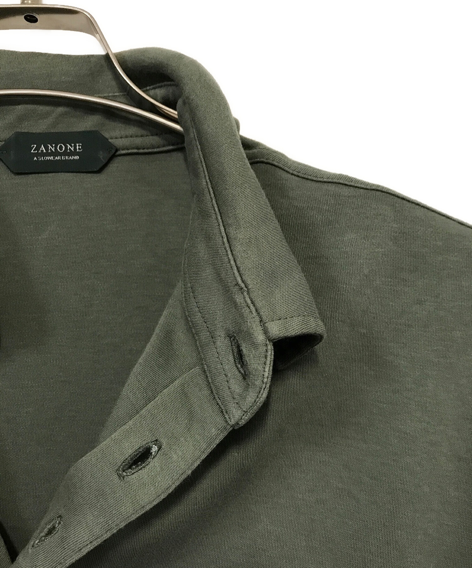 中古・古着通販】Zanone (ザノーネ) 長袖ポロシャツ グリーン サイズ 