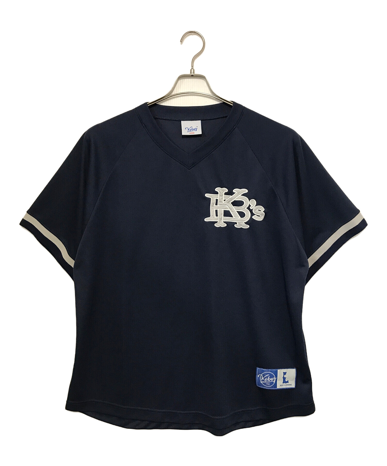 中古・古着通販】KEBOZ (ケボズ) MESH V NECK BASEBALL SHIRT ネイビー