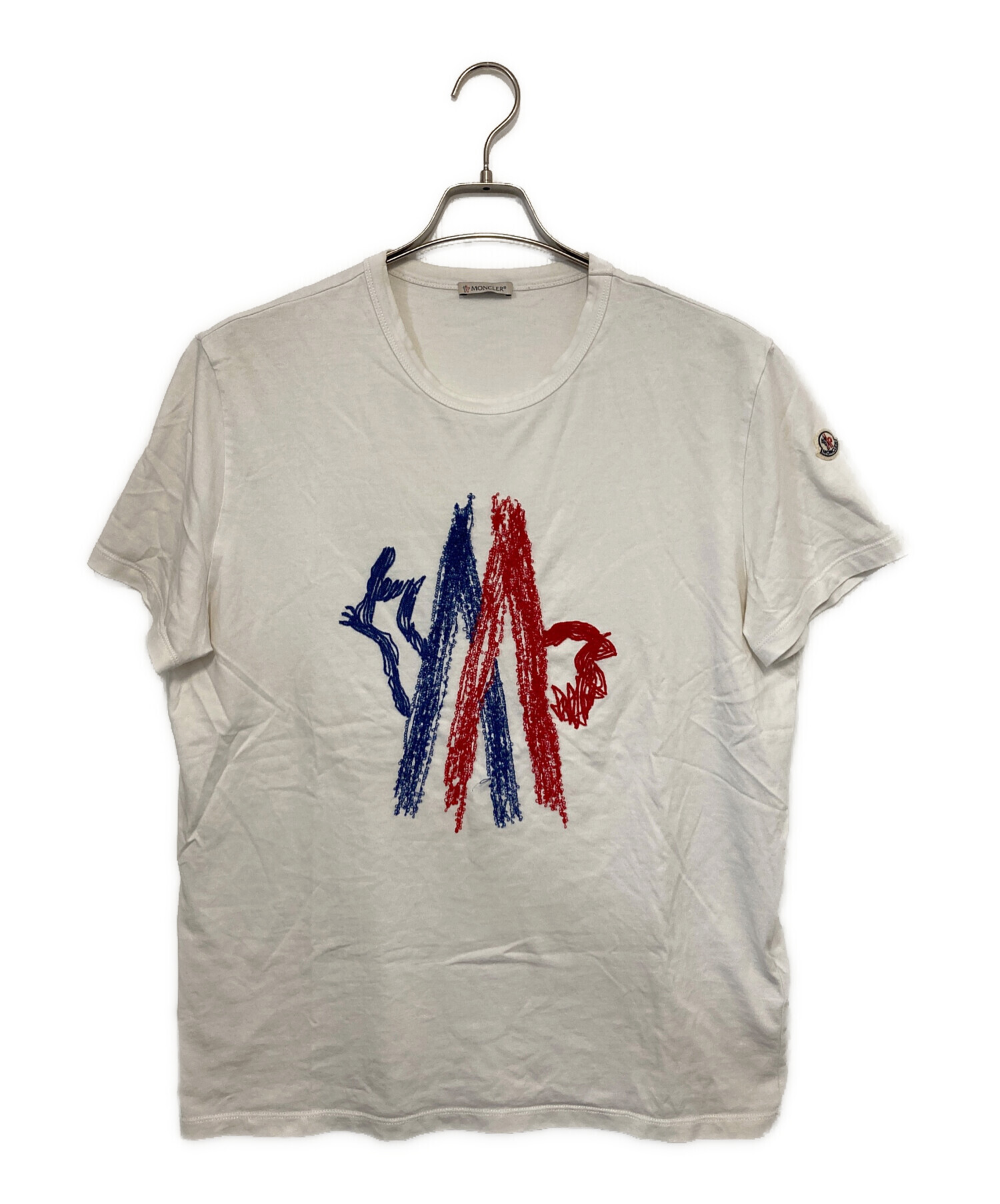 中古・古着通販】MONCLER (モンクレール) ロゴ刺繍tシャツ ホワイト 