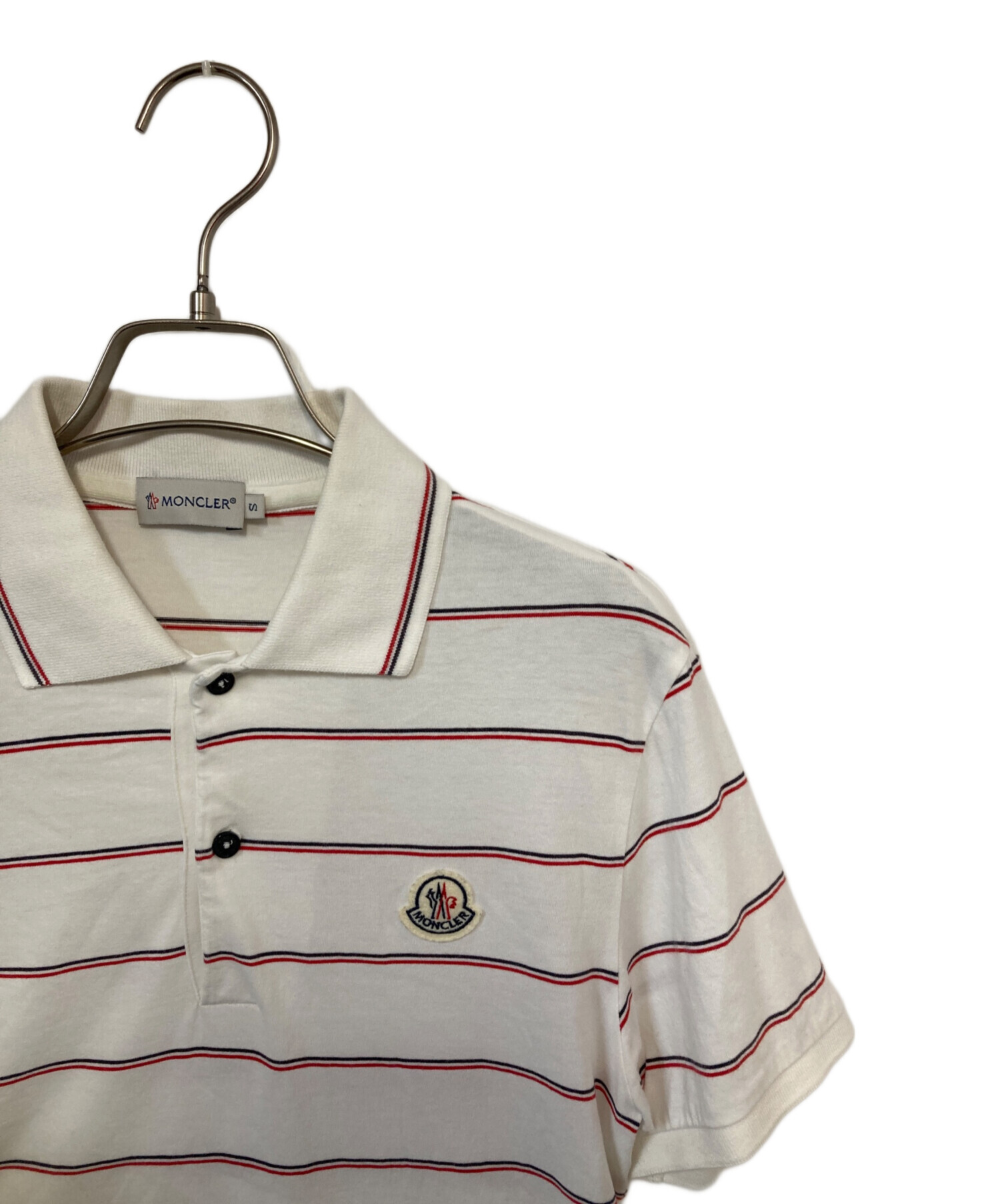 中古・古着通販】MONCLER (モンクレール) ボーダーポロシャツ ホワイト 