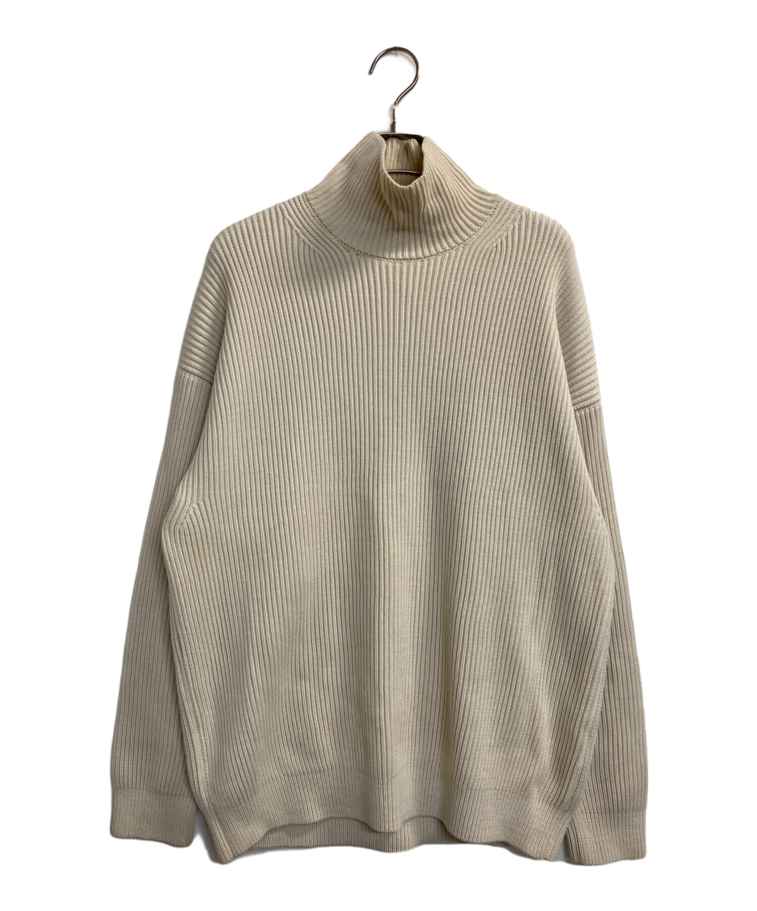 SUPER FINE WOOL RIB KNIT TURTLE NECK P/O