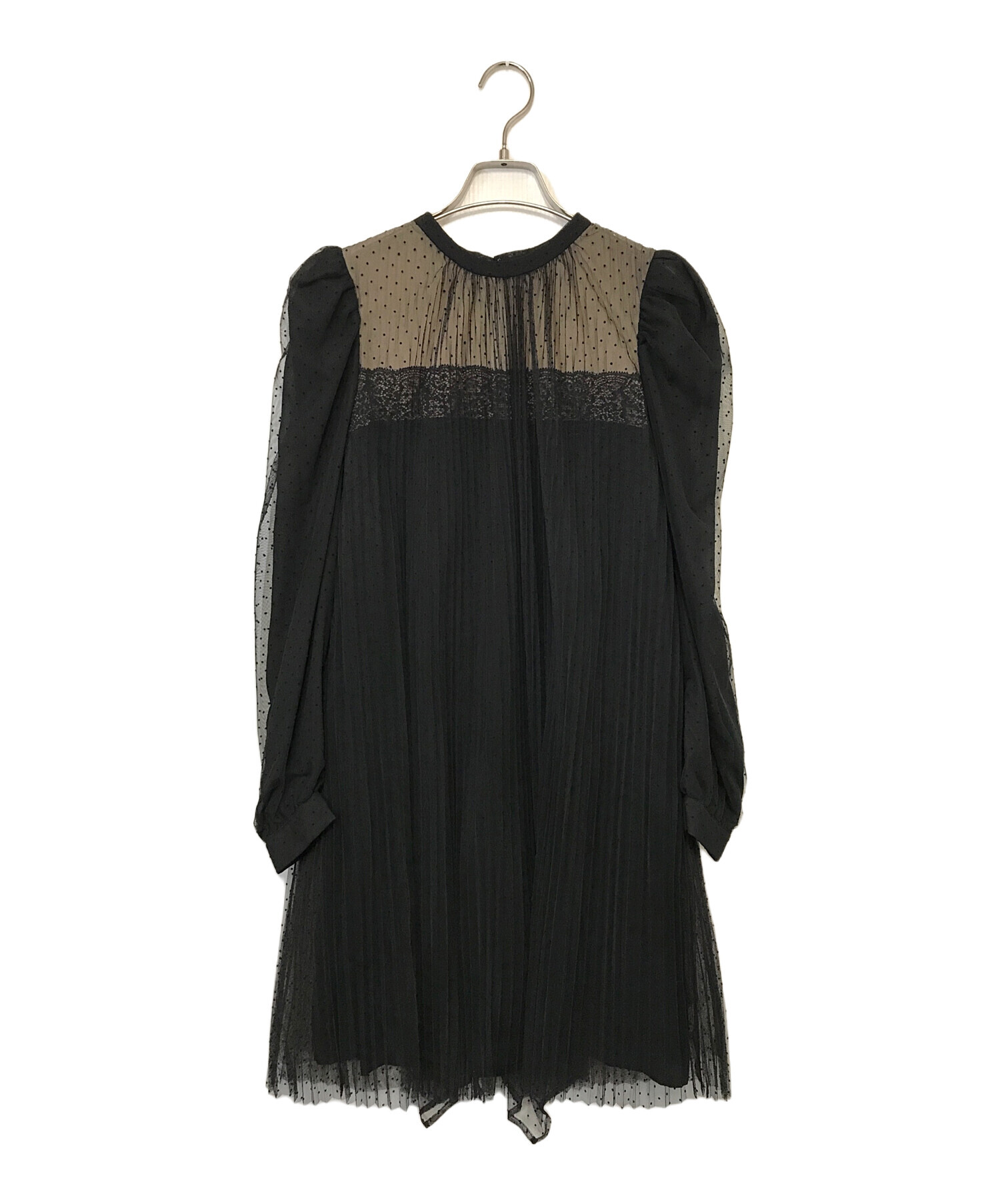 Her lip to ハーリップトゥ la seine dress ブラック 黒 中古・古着通販】Her lip to (ハーリップトゥ) French Pleated Lace