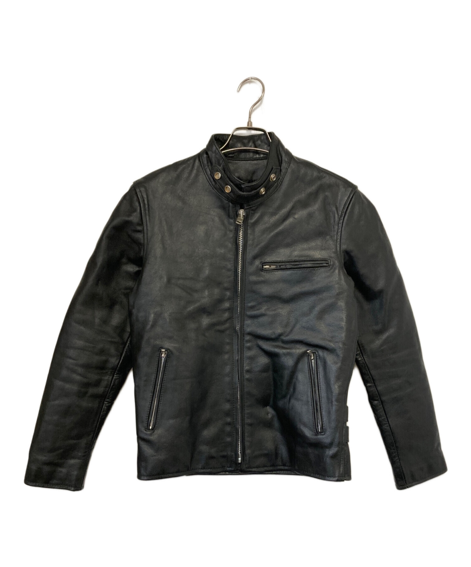 【希少サイズ】ホーンワークス 本革バッファロー シングルライダース 3L 黒 中古・古着通販】HORN WORKS (ホーンワークス) バッファローレザー