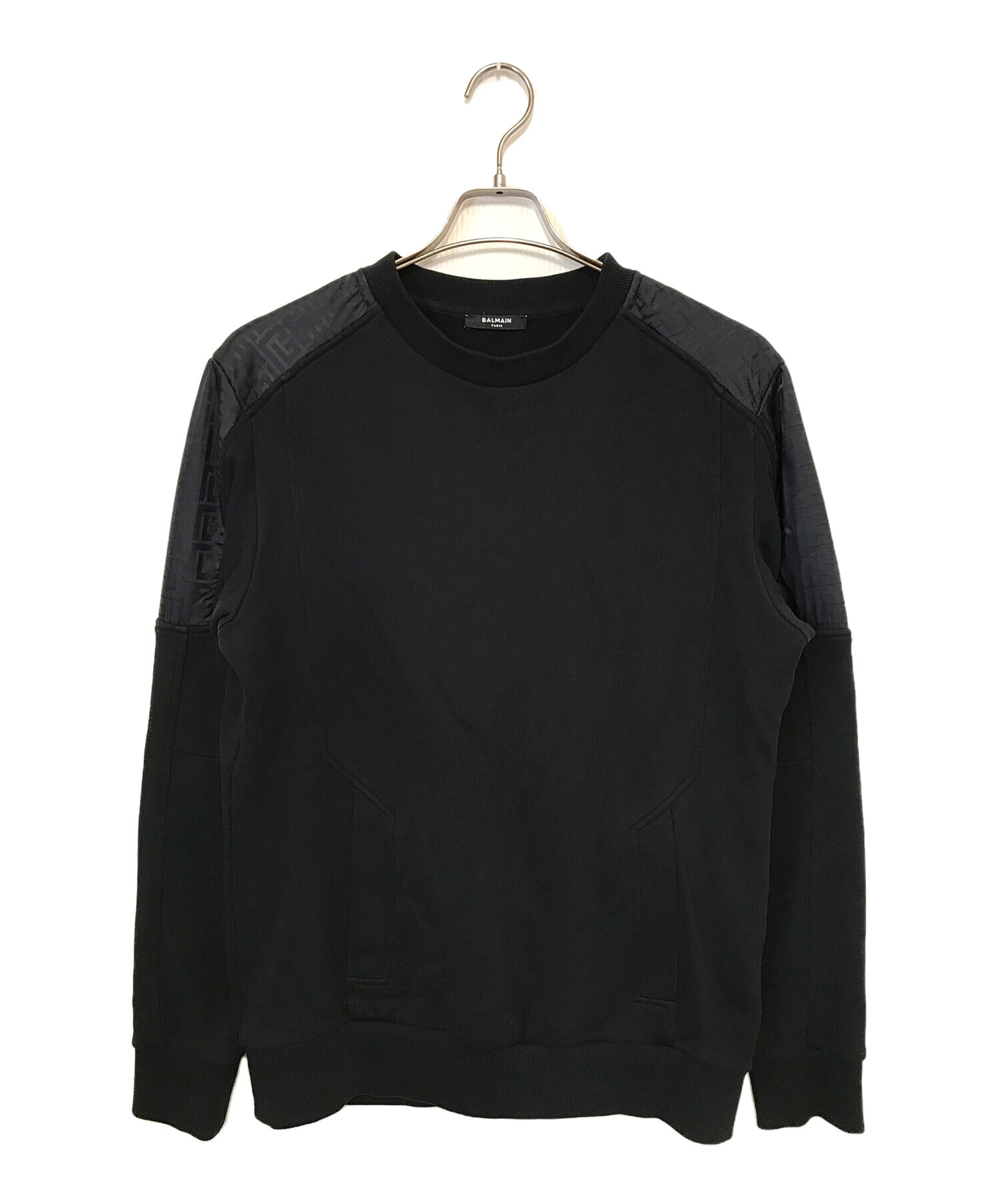 中古・古着通販】BALMAIN (バルマン) ナイロン切替スウェット ブラック  