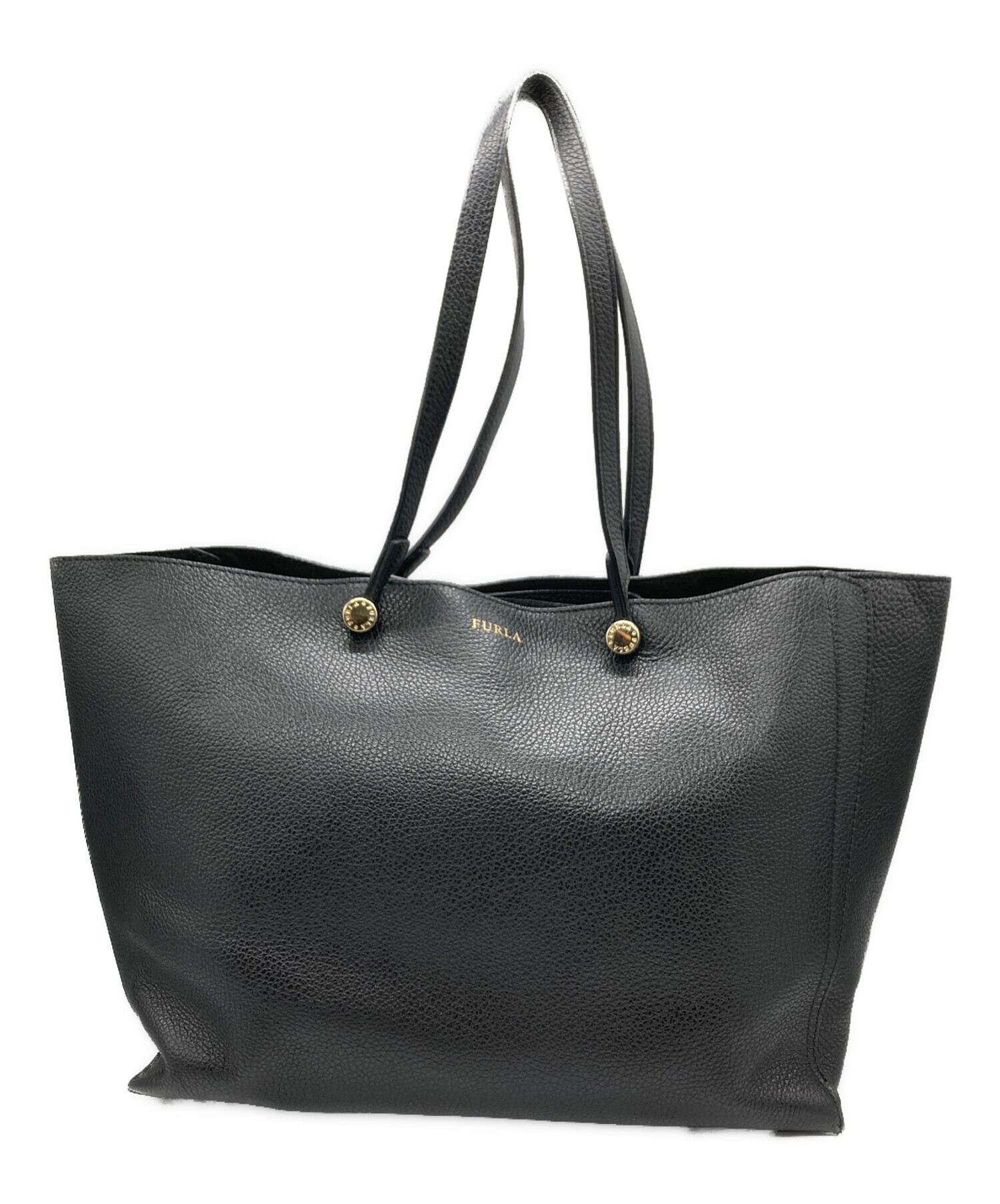 中古・古着通販】FURLA (フルラ) 舟形レザートートバッグ ブラック 