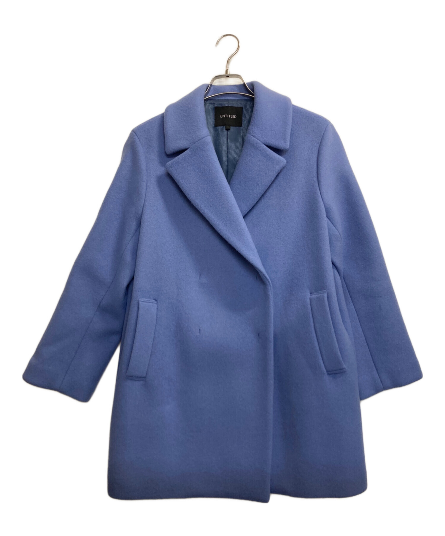 UNTITLED 23AWダブルブレストミドル丈ビーバーコート　ライトブルー 中古・古着通販】UNTITLED (アンタイトル) Wブレストミドル丈ビーバー