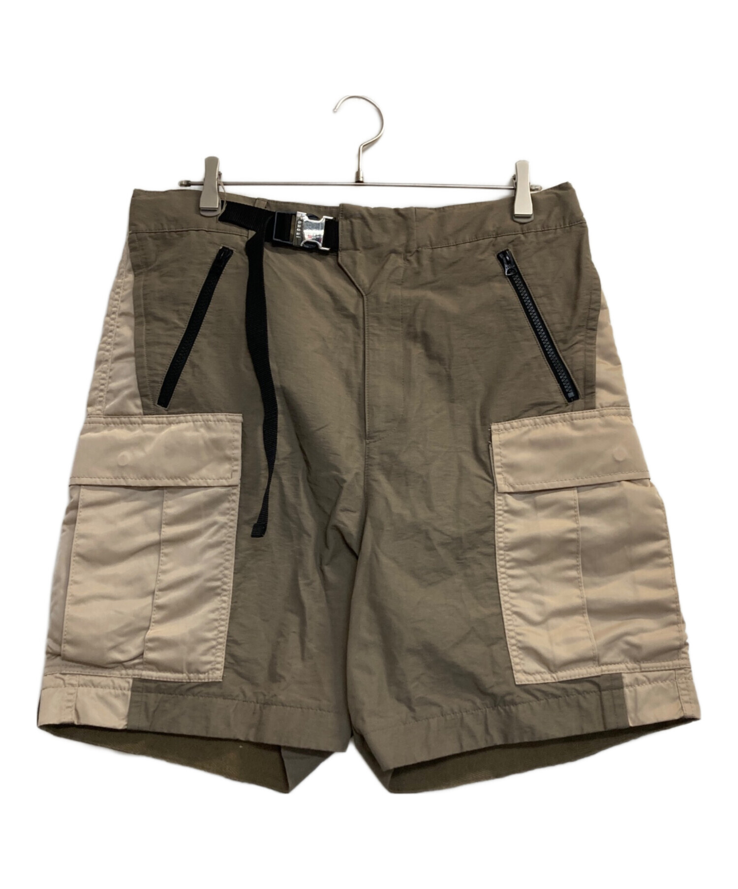 【中古】sacai サカイ 23SS プリーツショーツ ベージュ2 中古・古着通販】sacai (サカイ) Nylon Twill Mix Shorts/ベルテッド