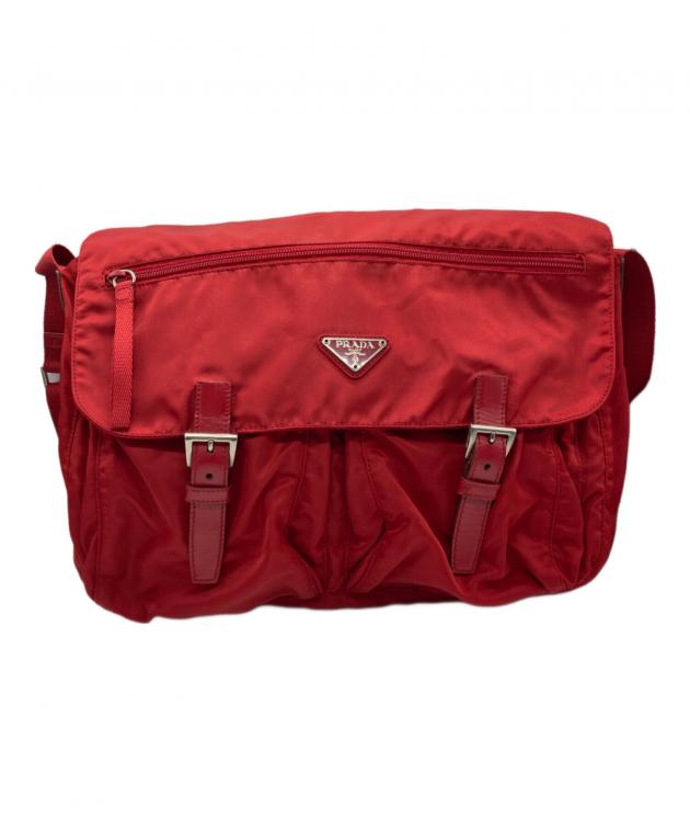 PRADA ナイロンバッグ 保証書付き 美品 中古・古着通販】PRADA (プラダ) ナイロンショルダーバッグ レッド