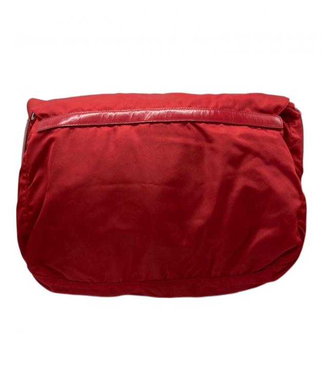 PRADA ショルダーバッグ ナイロン レッド 中古・古着通販】PRADA (プラダ) ナイロンショルダーバッグ レッド