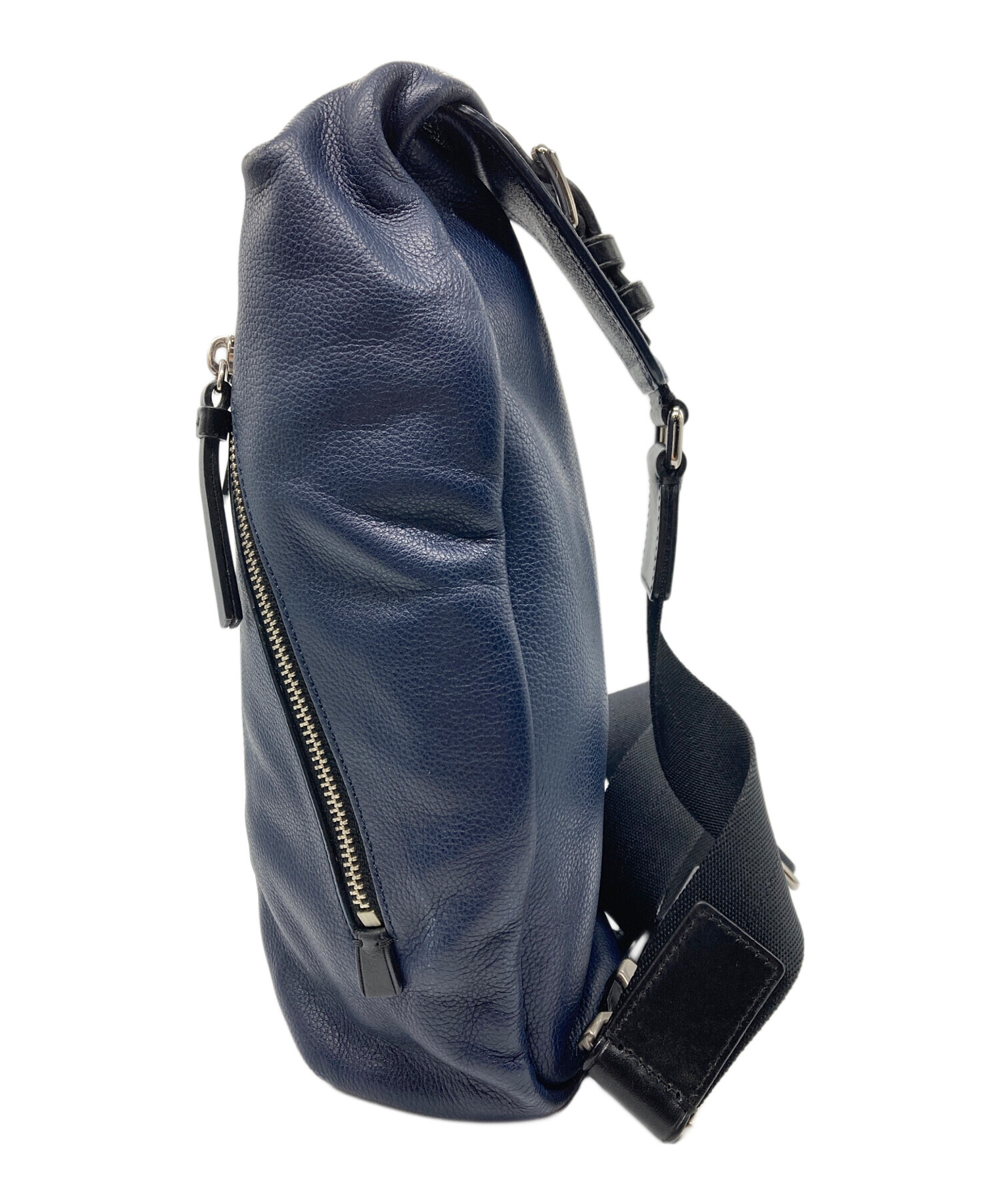 中古・古着通販】COACH (コーチ) レザーボディーバッグ ネイビー