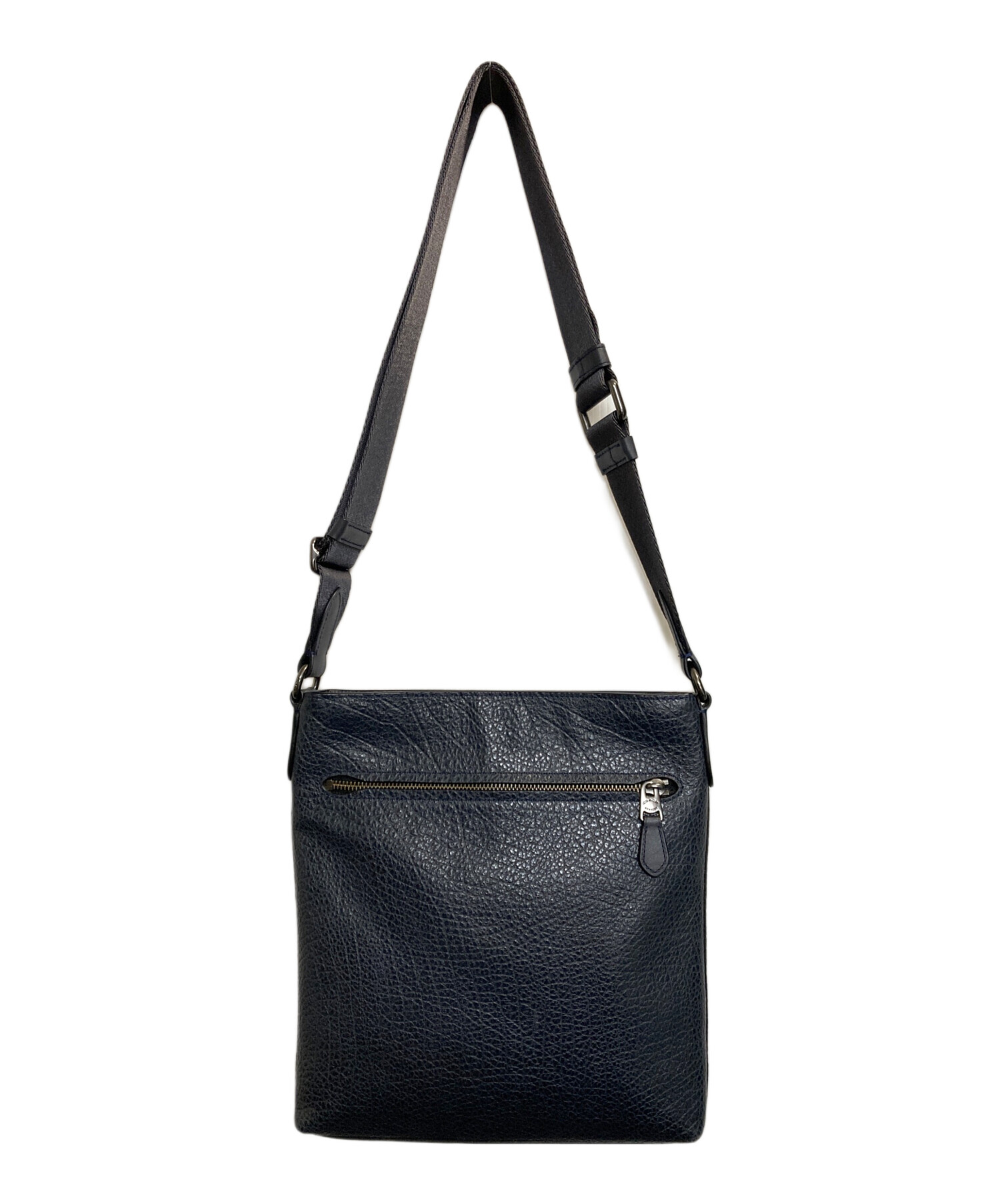 中古・古着通販】COACH (コーチ) レザーショルダーバッグ ネイビー 