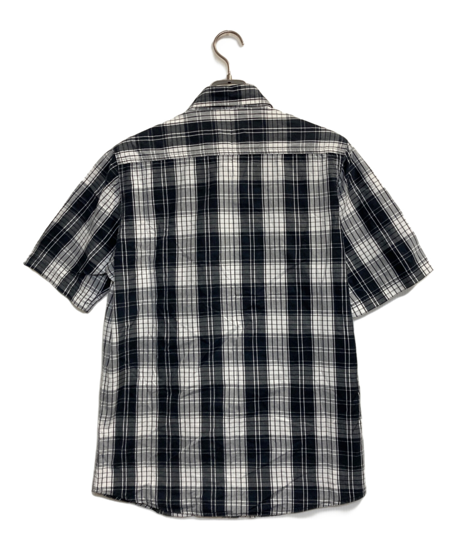 中古・古着通販】stussy (ステューシー) 半袖チェックシャツ ブラック 