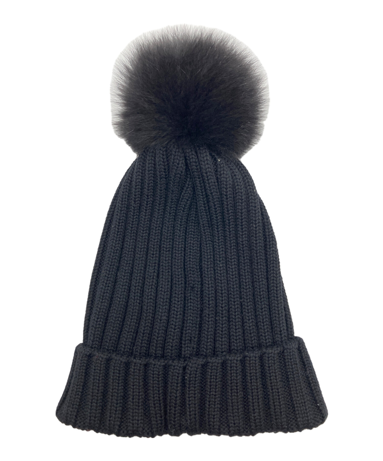Moncler モンクレール ファー付き黒ニット帽 MONCLER モンクレール ニット帽 ポンポン ファー ブラック｜Yahoo