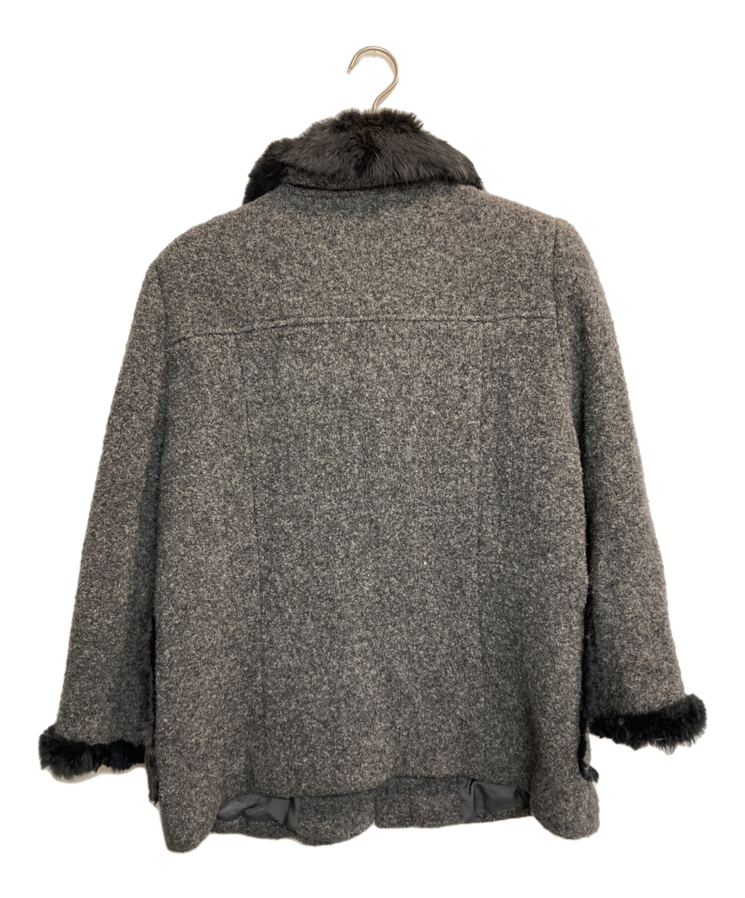 中古・古着通販】LEILIAN (レリアン) ファー付ジャケット グレー