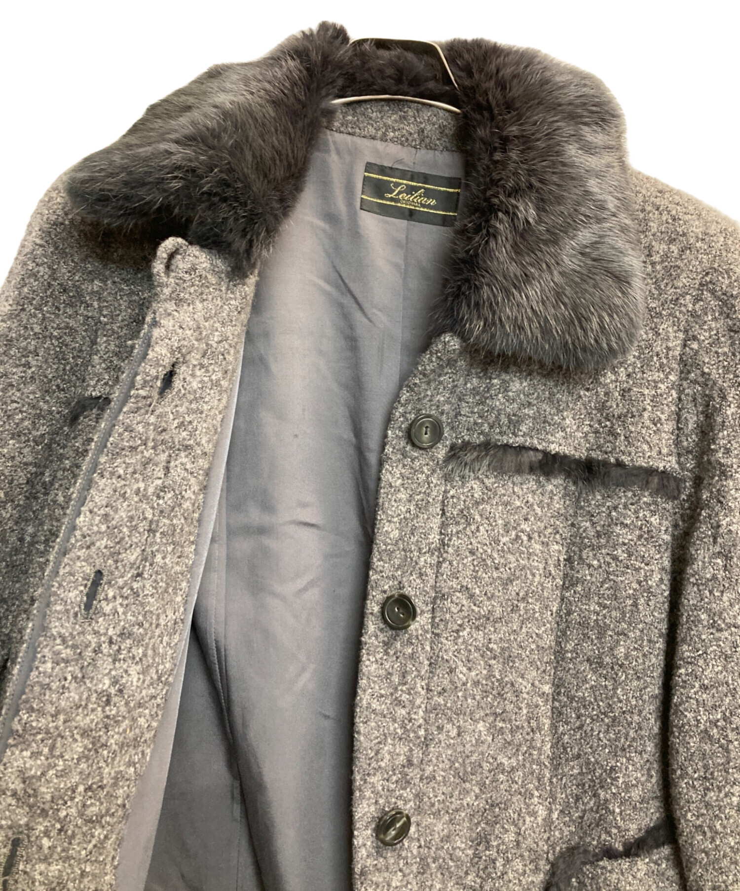 レリアン♡ファー付きコート 中古・古着通販】LEILIAN (レリアン) ファー付ジャケット グレー