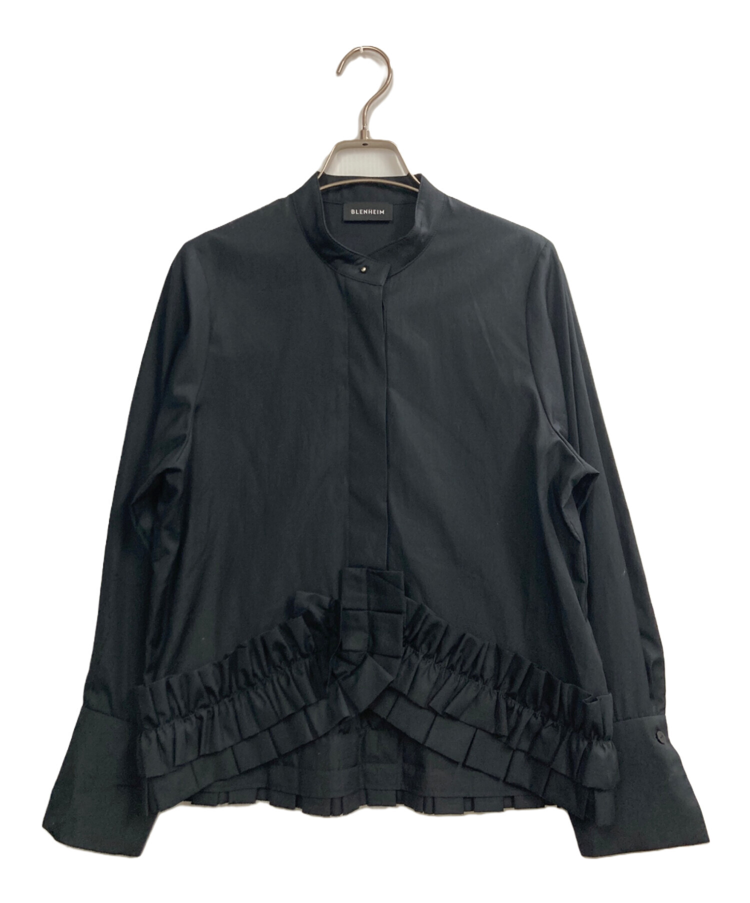 BLENHEIM ブレンヘイム ブラウス M 黒 【古着】【中古】 中古・古着通販】BLENHEIM (ブレンヘイム) フリルヘムシャツ ブラック