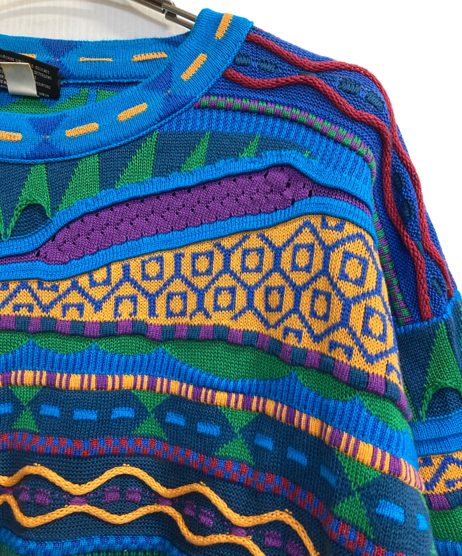 中古・古着通販】Emaroo (エマルー) 3Dニット グリーン×ブルー サイズ