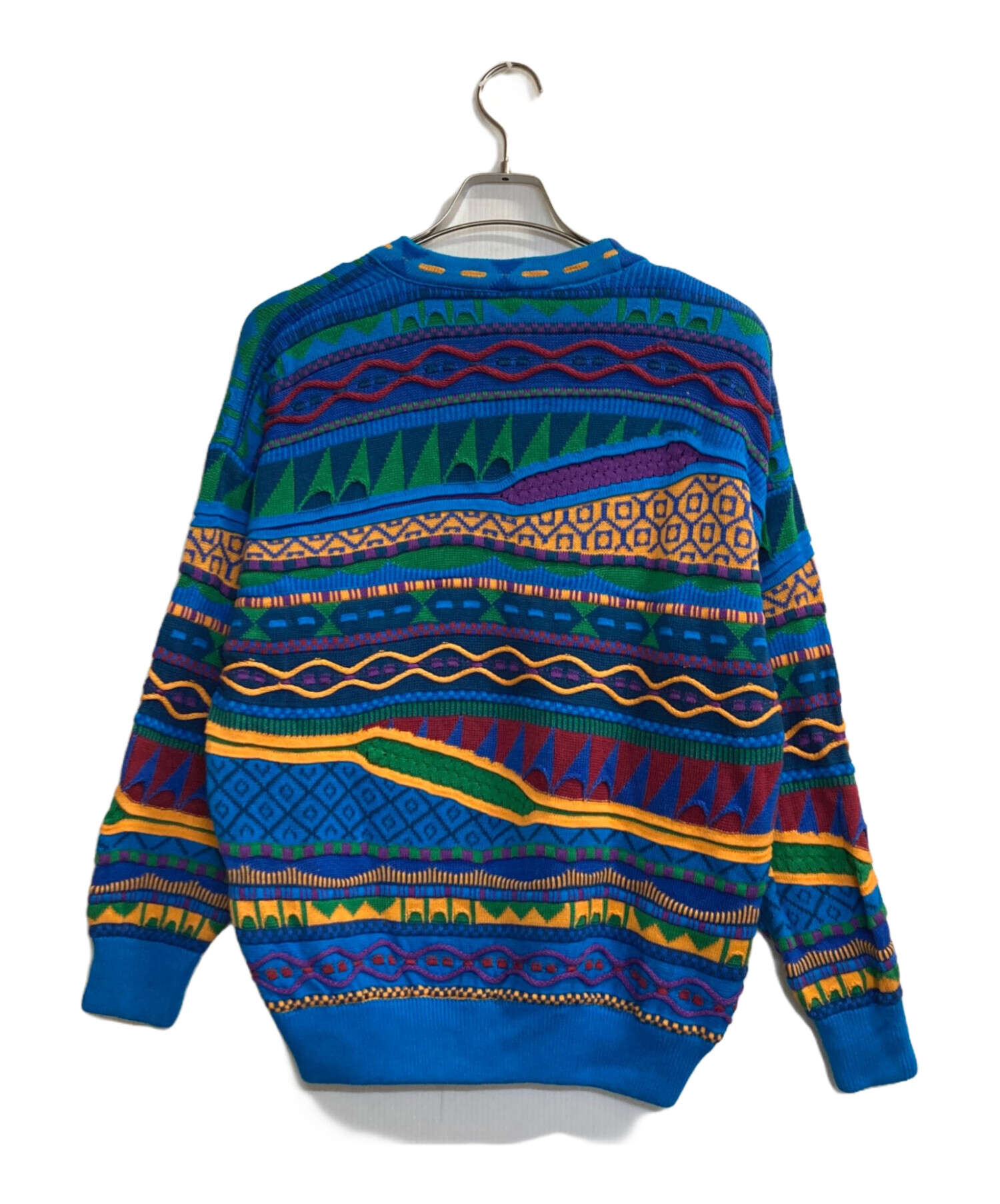 EMAROO / エマルー/ニット/3Dニット/マルチカラー/コットン/L 中古・古着通販】Emaroo (エマルー) 3Dニット グリーン×ブルー サイズ