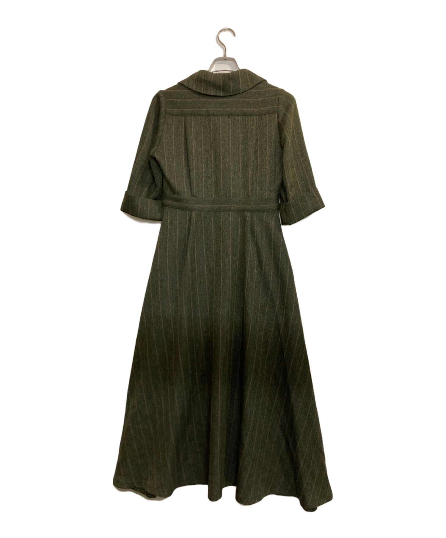 中古・古着通販】foufou (フーフー) ヘリンボーンワンピース グリーン