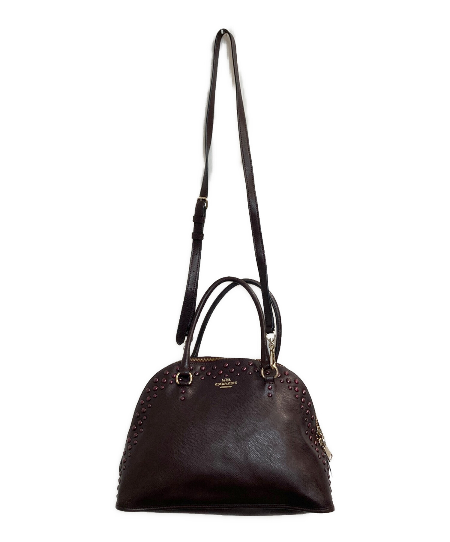 中古・古着通販】COACH (コーチ) スタッズ2WAYバッグ ボルドー 