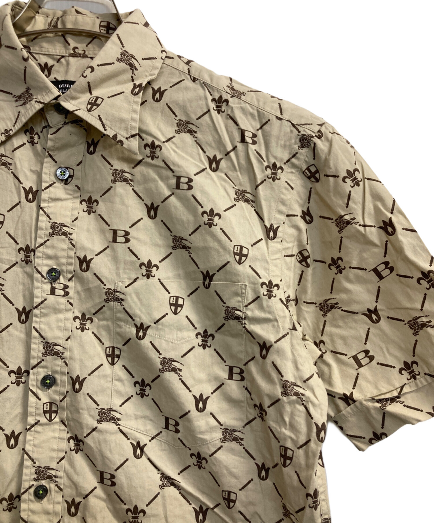 90s★古着 old BURBERRY 総柄 デザインシャツ BURBERRY - バーバリーズ 90s チエック柄 長袖 シャツ ブルー系