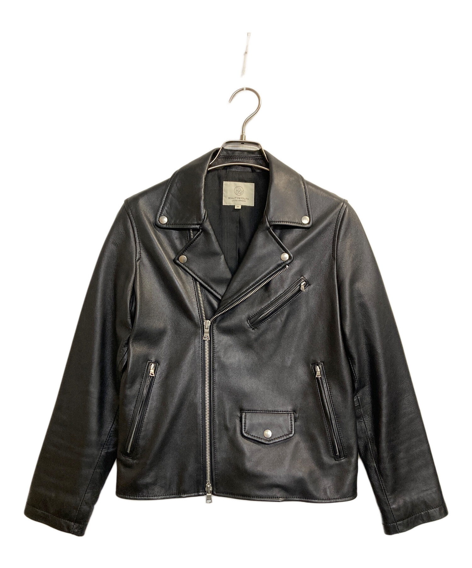 美品★ 羊革　ラムレザー　ライダース　2WAY ジャケット　ダブルジップ　ファー 中古・古着通販】BEAUTY&YOUTH (ビューティーアンドユース) ラムナッパ