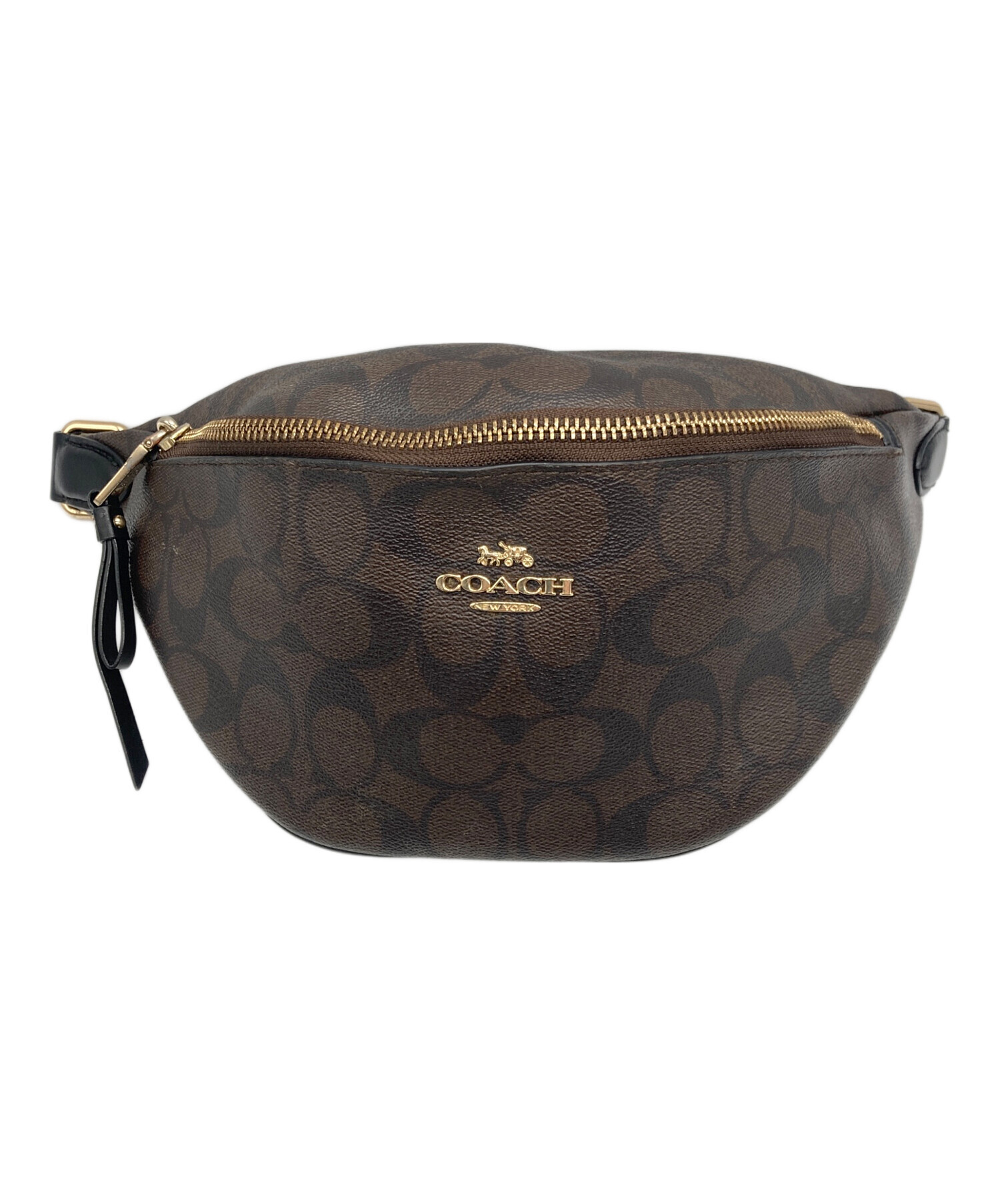 生産終了ヴィンテージCOACH ブラウンレザーウエストバッグ 中古・古着通販】COACH (コーチ) シグネチャーレザーウエストバッグ