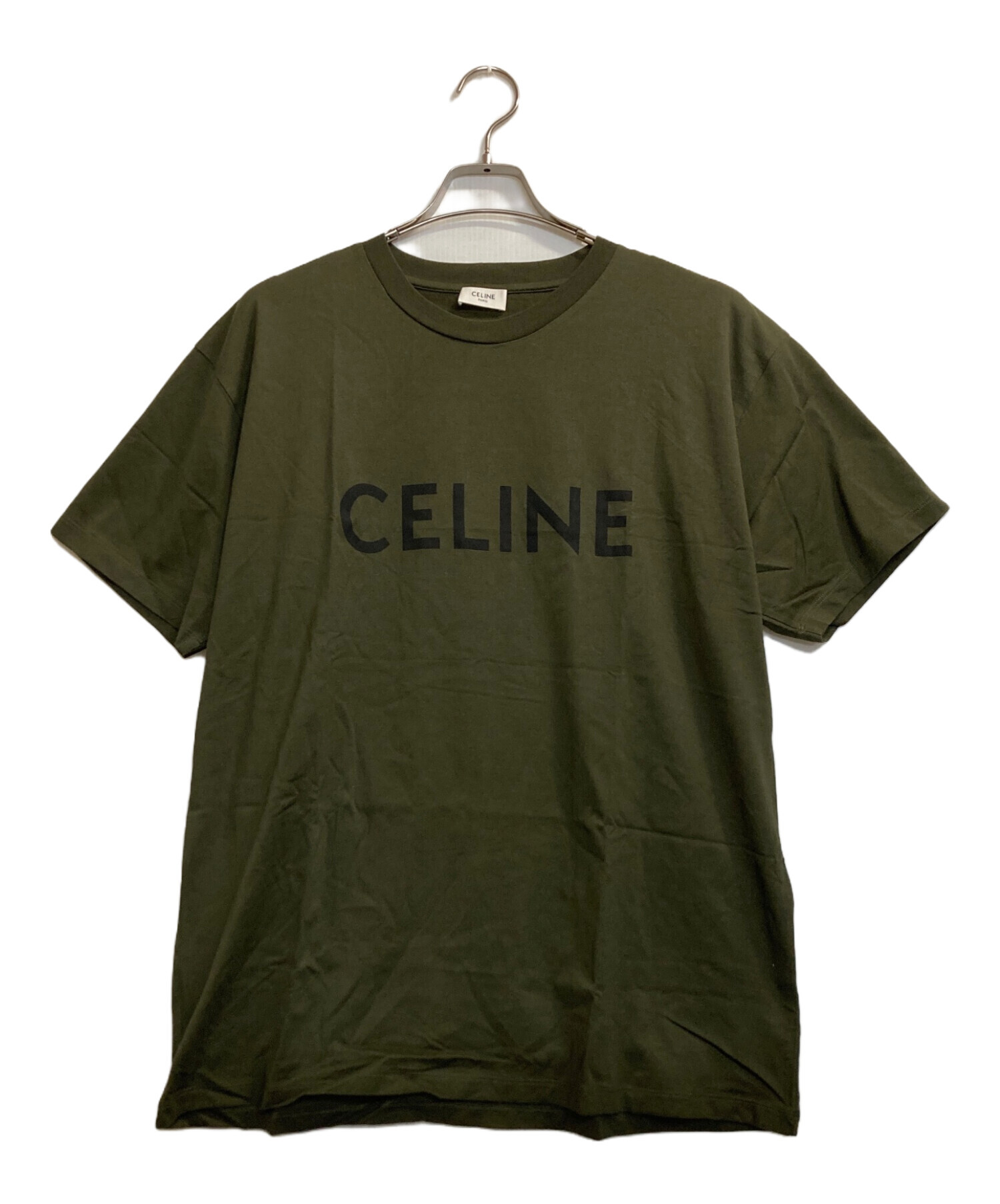 中古・古着通販】CELINE (セリーヌ) ロゴプリントTシャツ グリーン