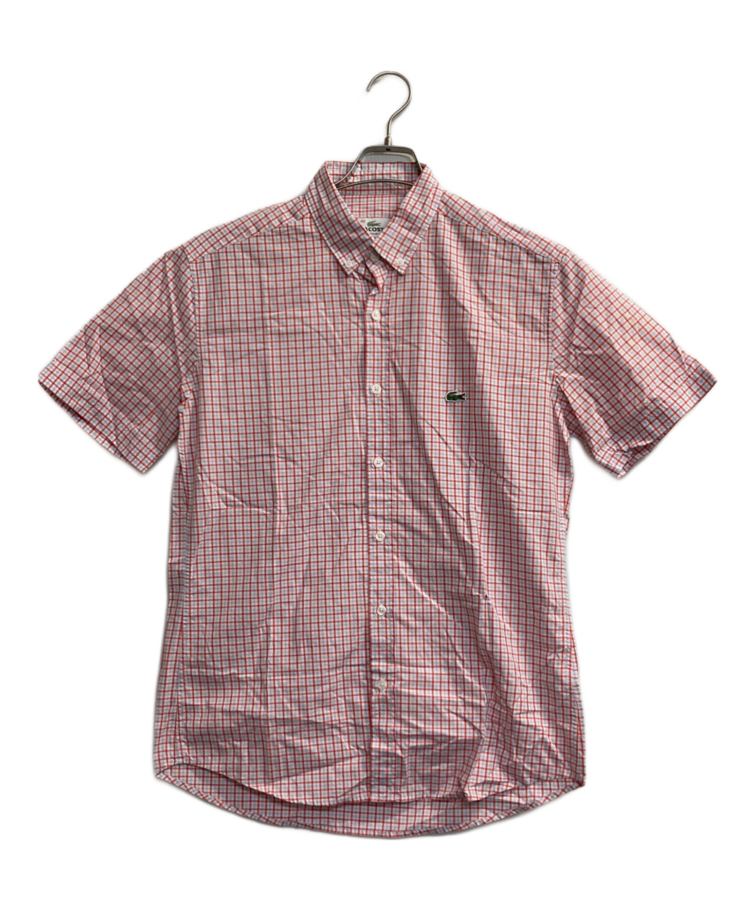 中古・古着通販】LACOSTE (ラコステ) チェックシャツ ホワイト×レッド 