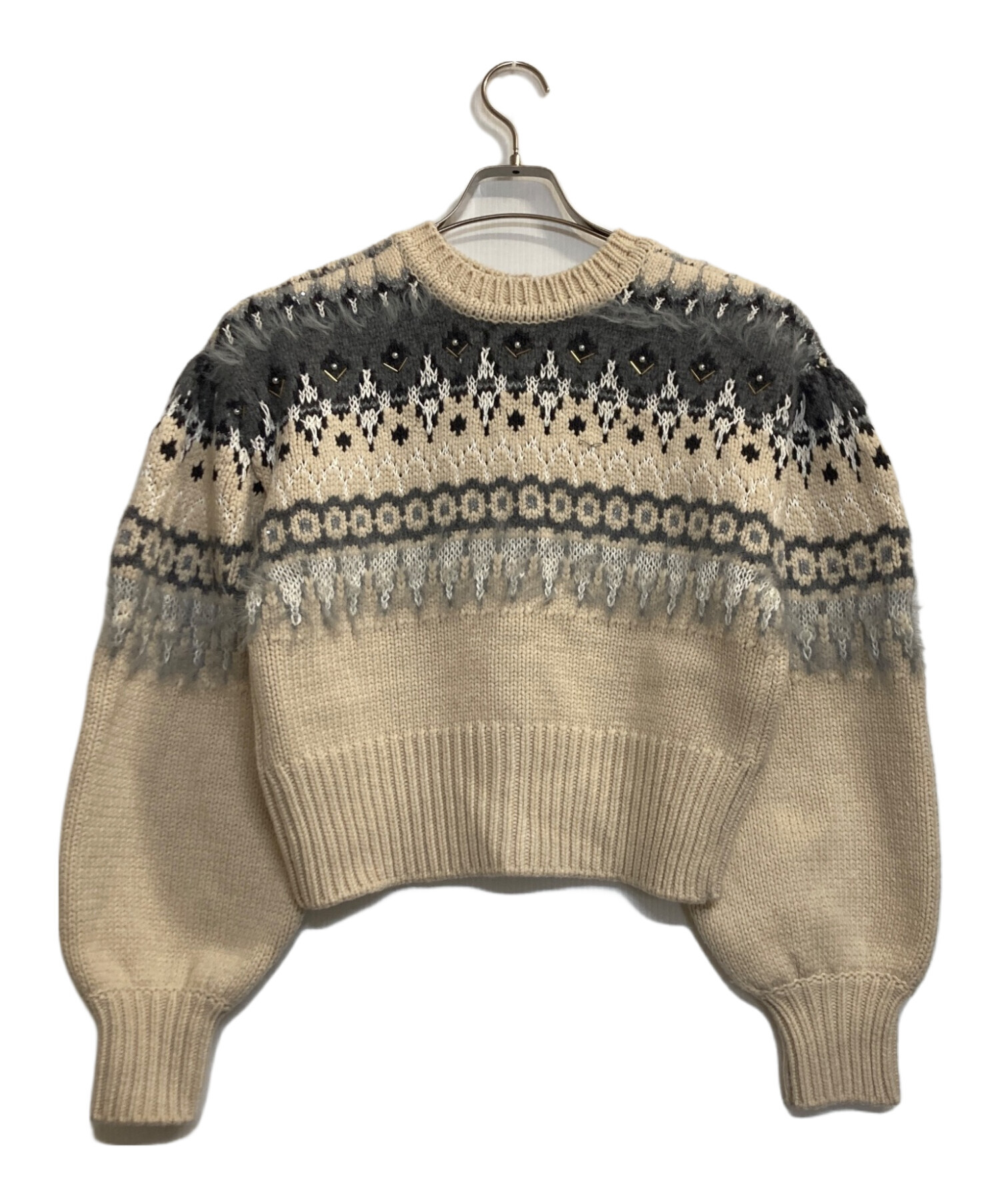 中古・古着通販】AMERI (アメリ) UND 2WAY LADY NORDIC KNIT CARDIGAN