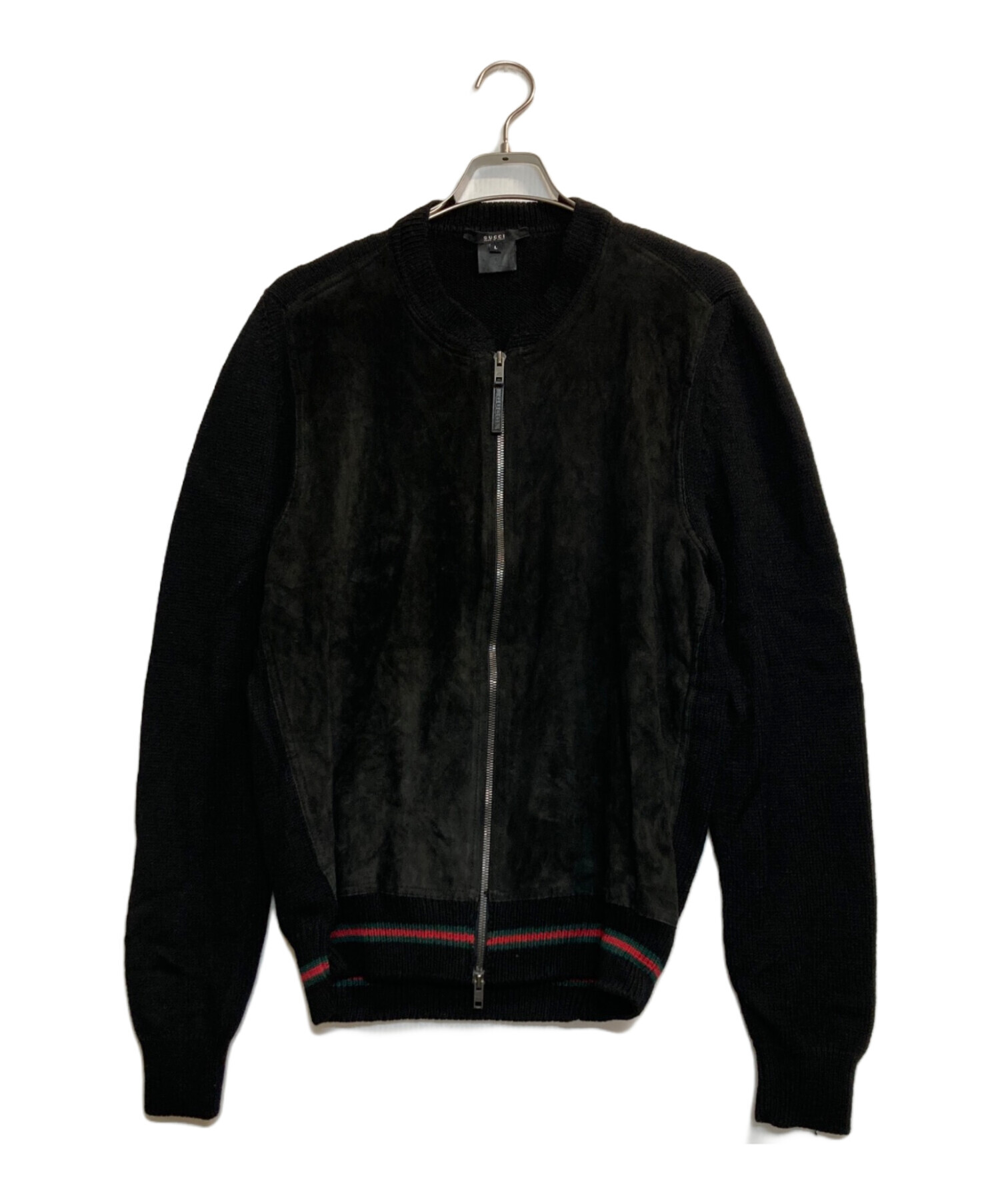 中古・古着通販】GUCCI (グッチ) スエード切替ニットジャケット