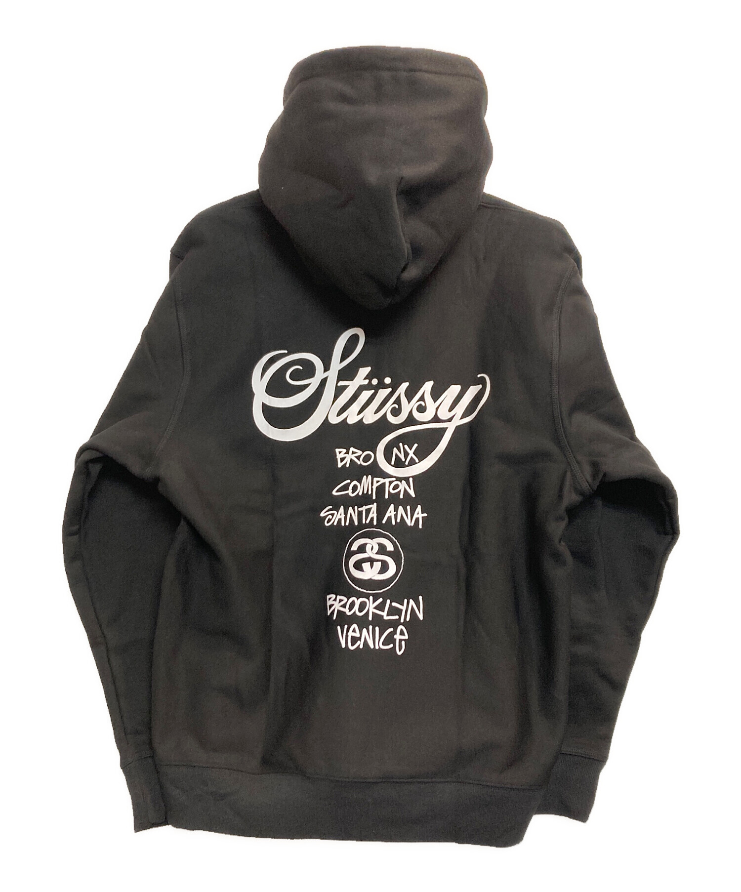 Stussy WORLD ZIP パーカー Lサイズ ブラック 中古・古着通販】stussy (ステューシー) WORLD TOUR ZIP HOOD