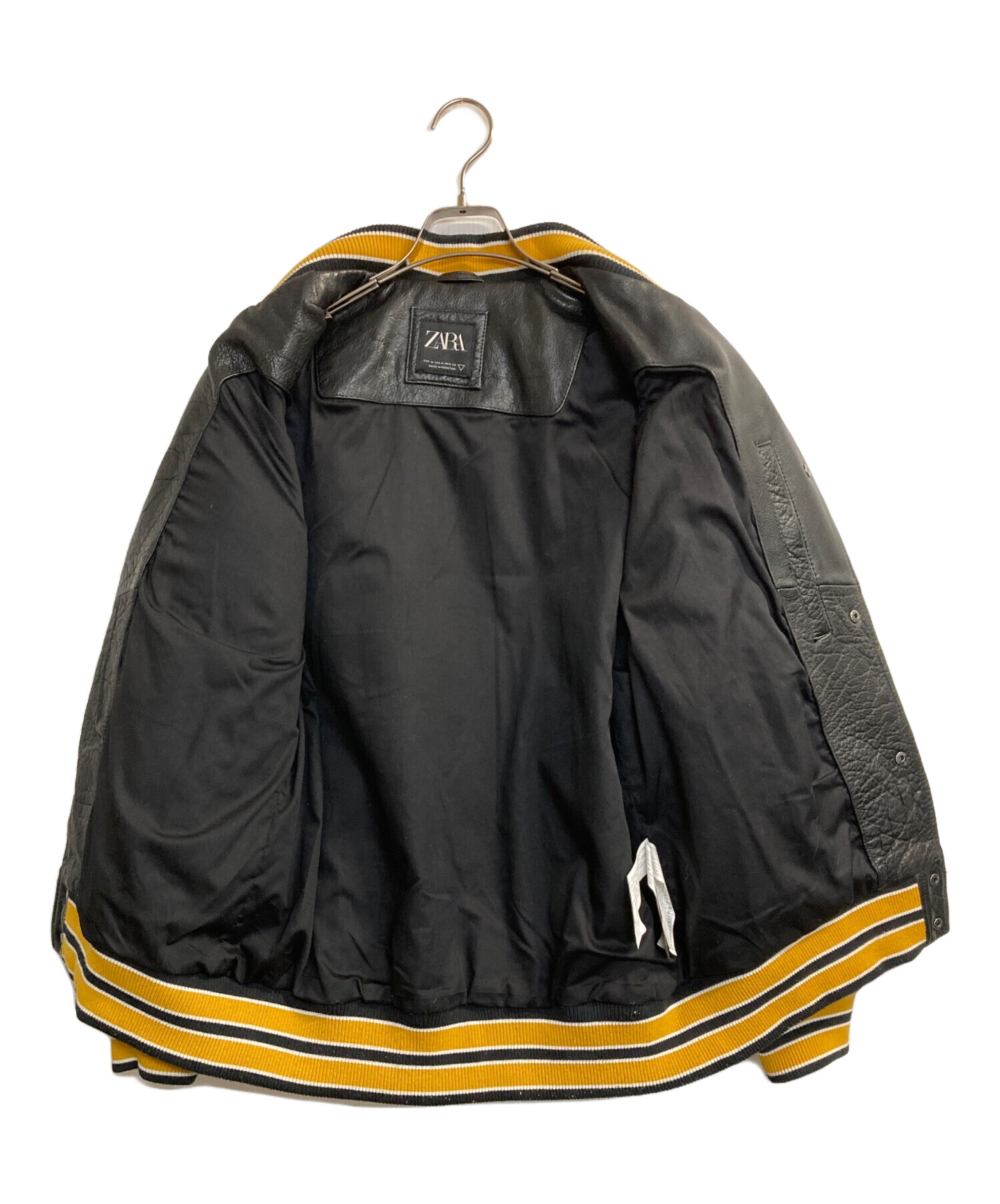 中古・古着通販】ZARA (ザラ) バッファローレザースタジャン ブラック