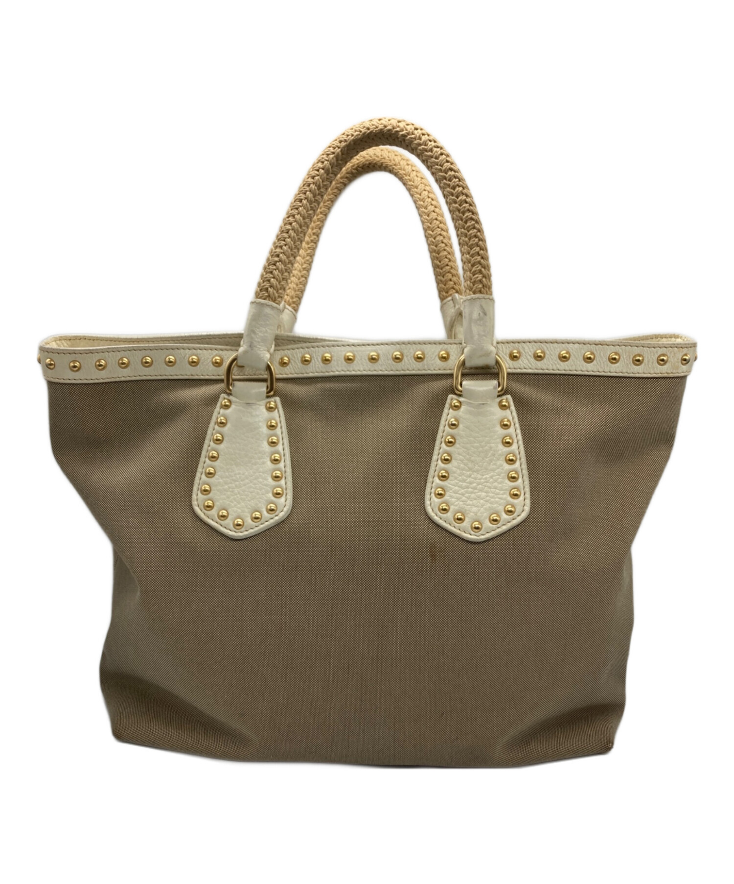 中古・古着通販】PRADA (プラダ) ロゴジャガードスタッズトートバッグ