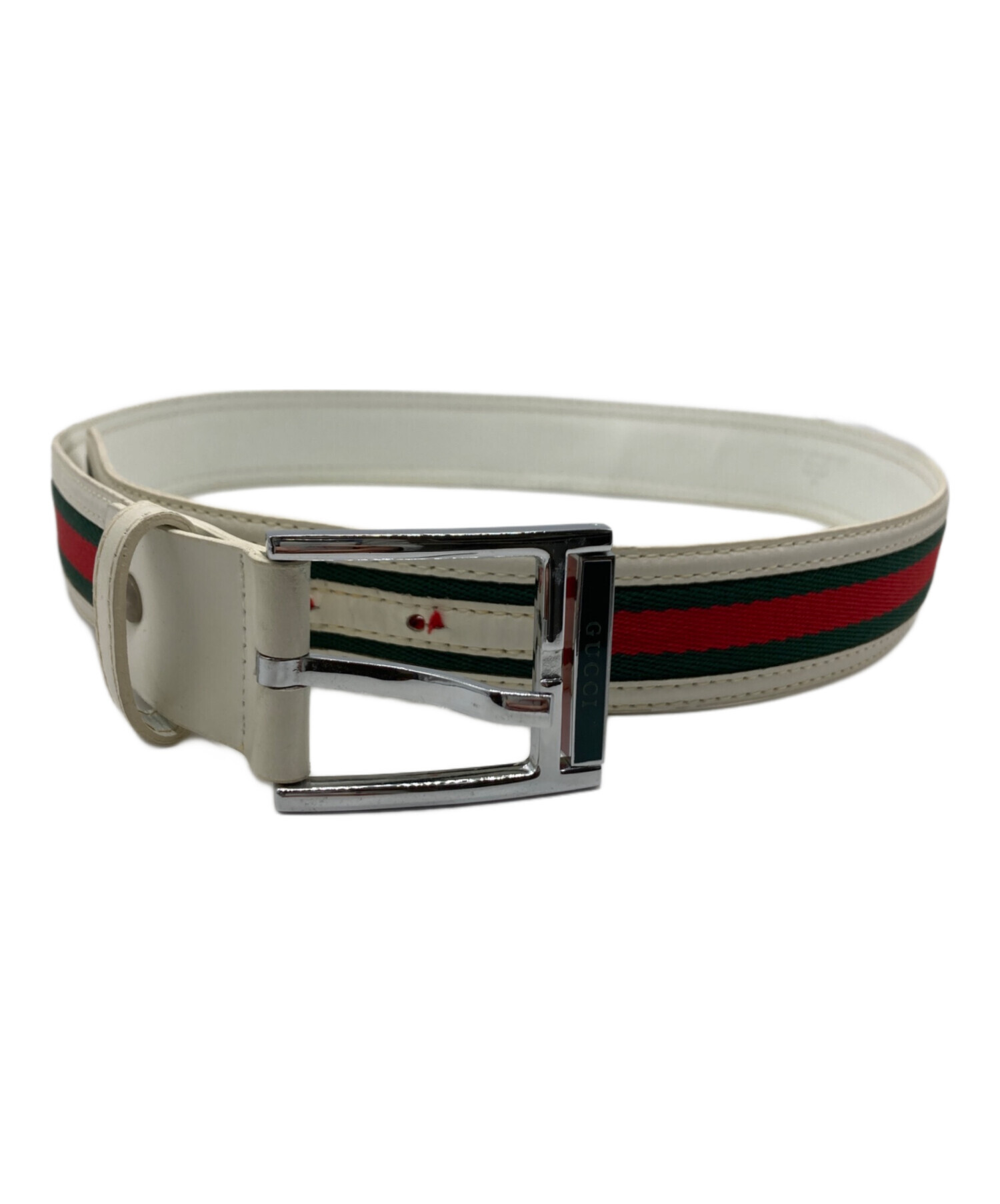 中古・古着通販】GUCCI (グッチ) レザーベルト グリーン×レッド