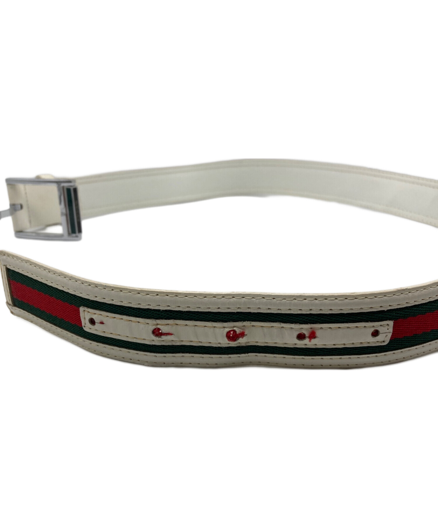 中古・古着通販】GUCCI (グッチ) レザーベルト グリーン×レッド