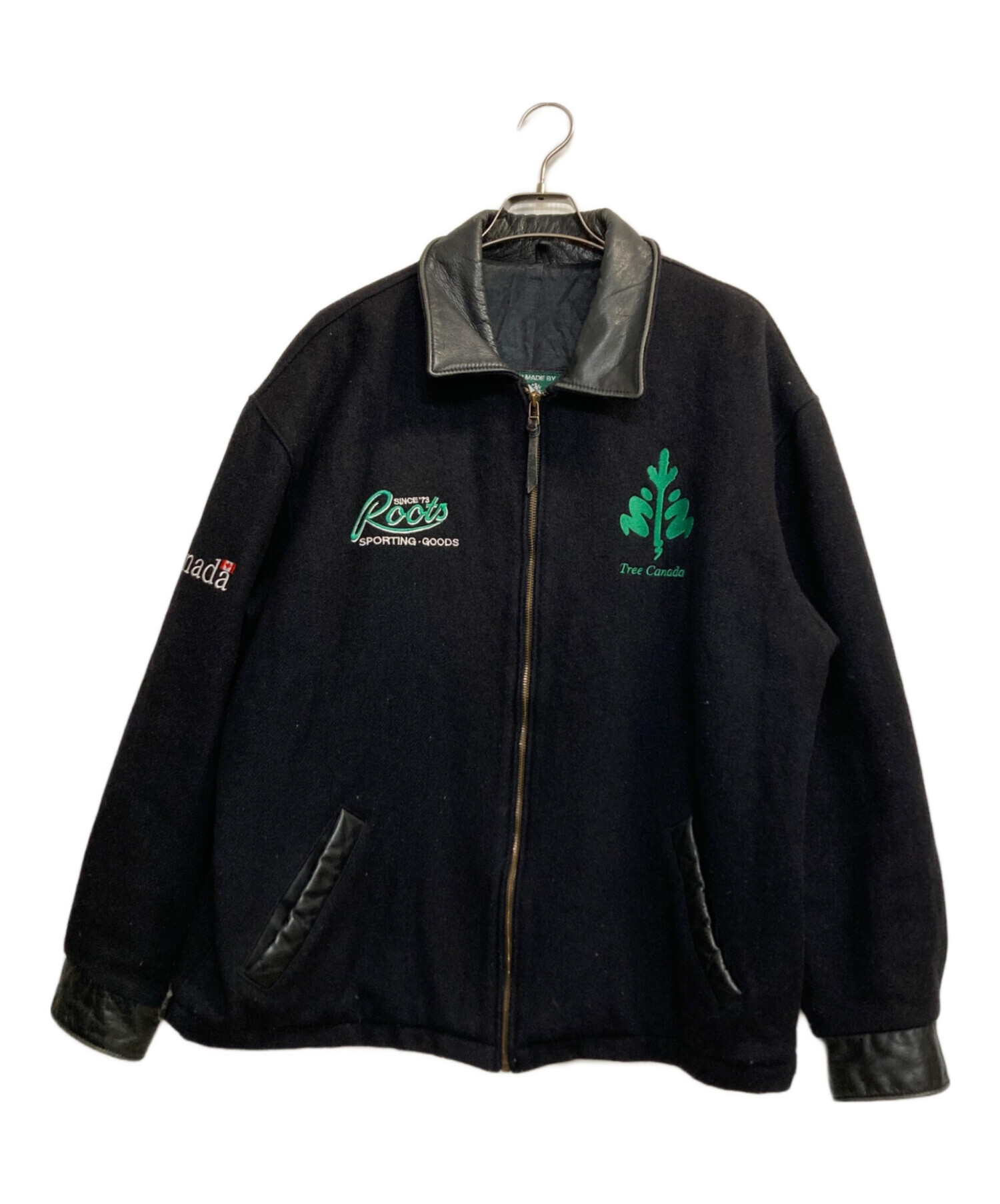 中古・古着通販】Roots (ルーツ) レザー切替スタジャン ブラック 