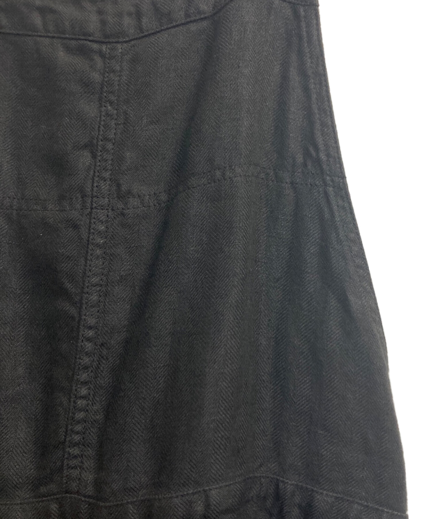中古・古着通販】ARMEN (アーメン) リネンエプロンワンピース ブラック