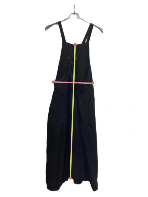 中古・古着通販】ARMEN (アーメン) リネンエプロンワンピース ブラック