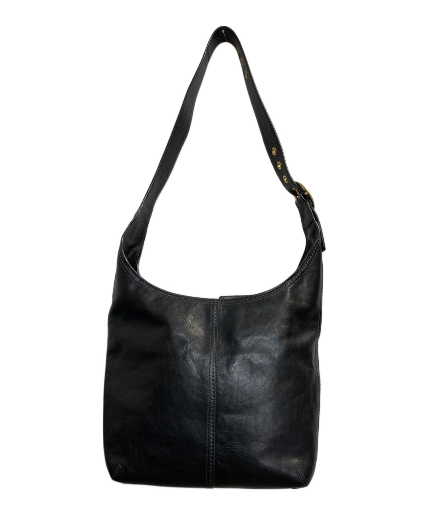 中古・古着通販】COACH (コーチ) レザーワンショルダーバッグ ブラック 
