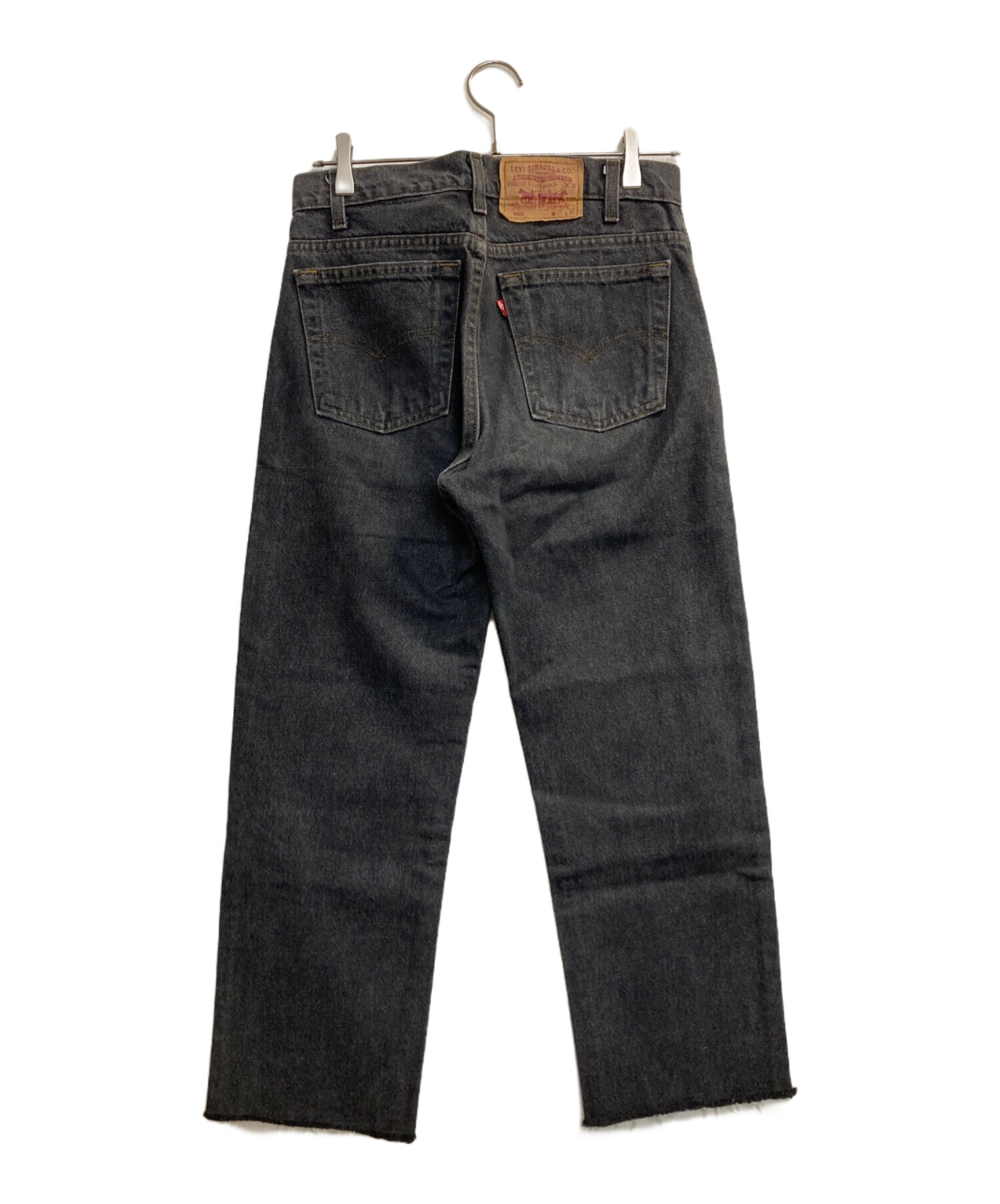 90s levi's 505-0259 先染めブラック　希少鬼ヒゲ　ハチノス 古着 90s USA製 Levi's 505-0259 鬼ヒゲ 先染め ブラック デニム