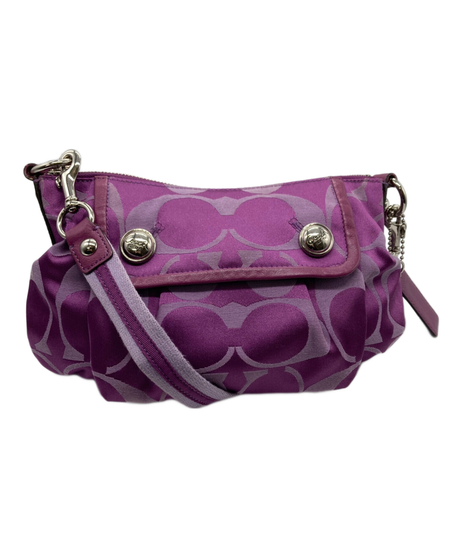 H1145 COACH コーチ　ショルダー　シグネチャー　パープル　18924 COACH コーチ ショルダーバッグ シグネチャー レザー 2way 18924