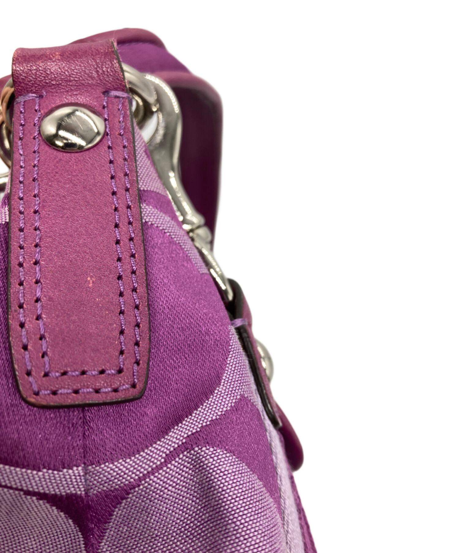 H1145 COACH コーチ　ショルダー　シグネチャー　パープル　18924 COACH コーチ ショルダーバッグ シグネチャー レザー 2way 18924