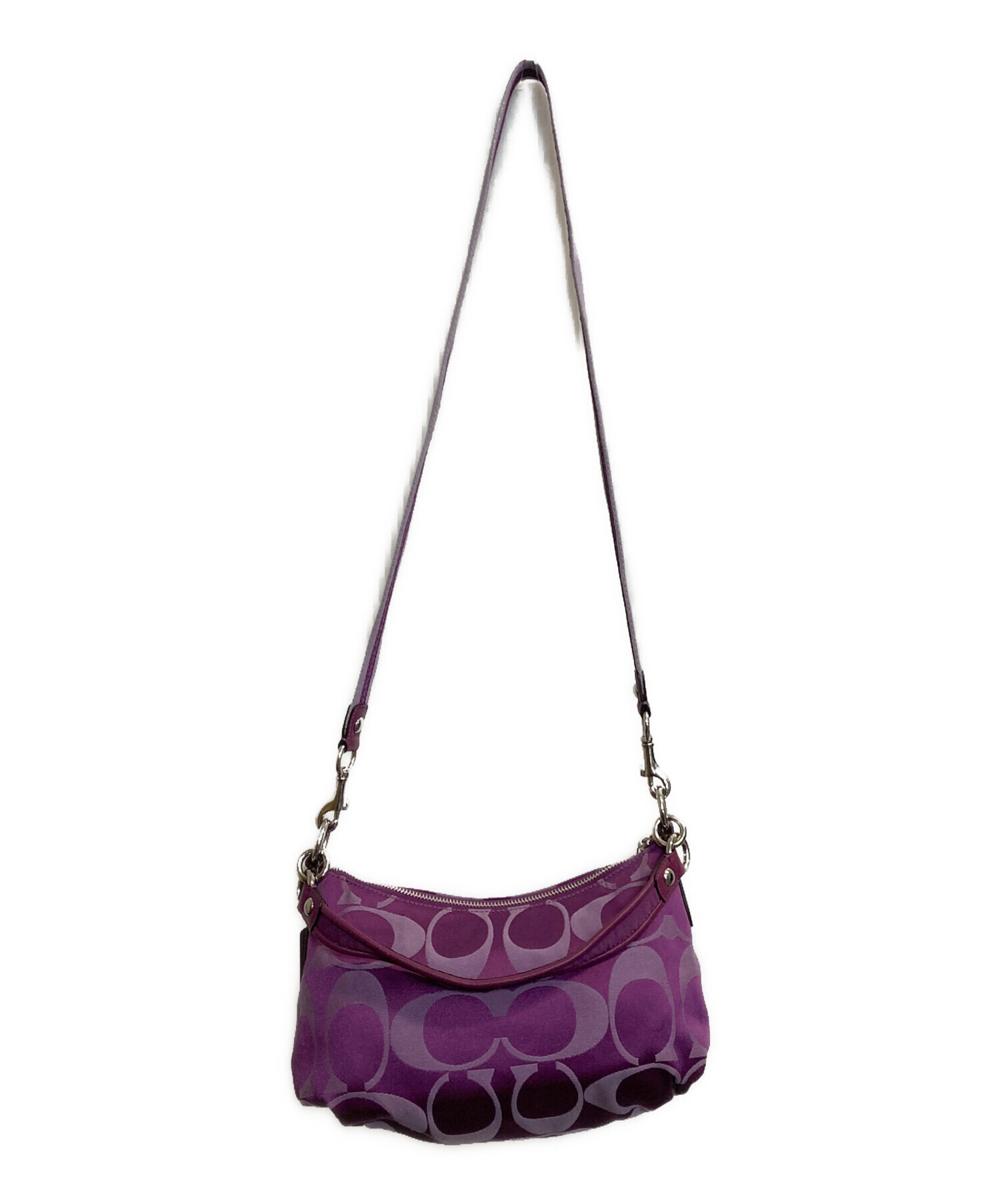 コーチ F21713 ショルダーバッグ ブロンズ×パープル  COACH ハンドバッグ シグネチャー 中古・古着通販】COACH (コーチ) シグネチャーショルダーバッグ