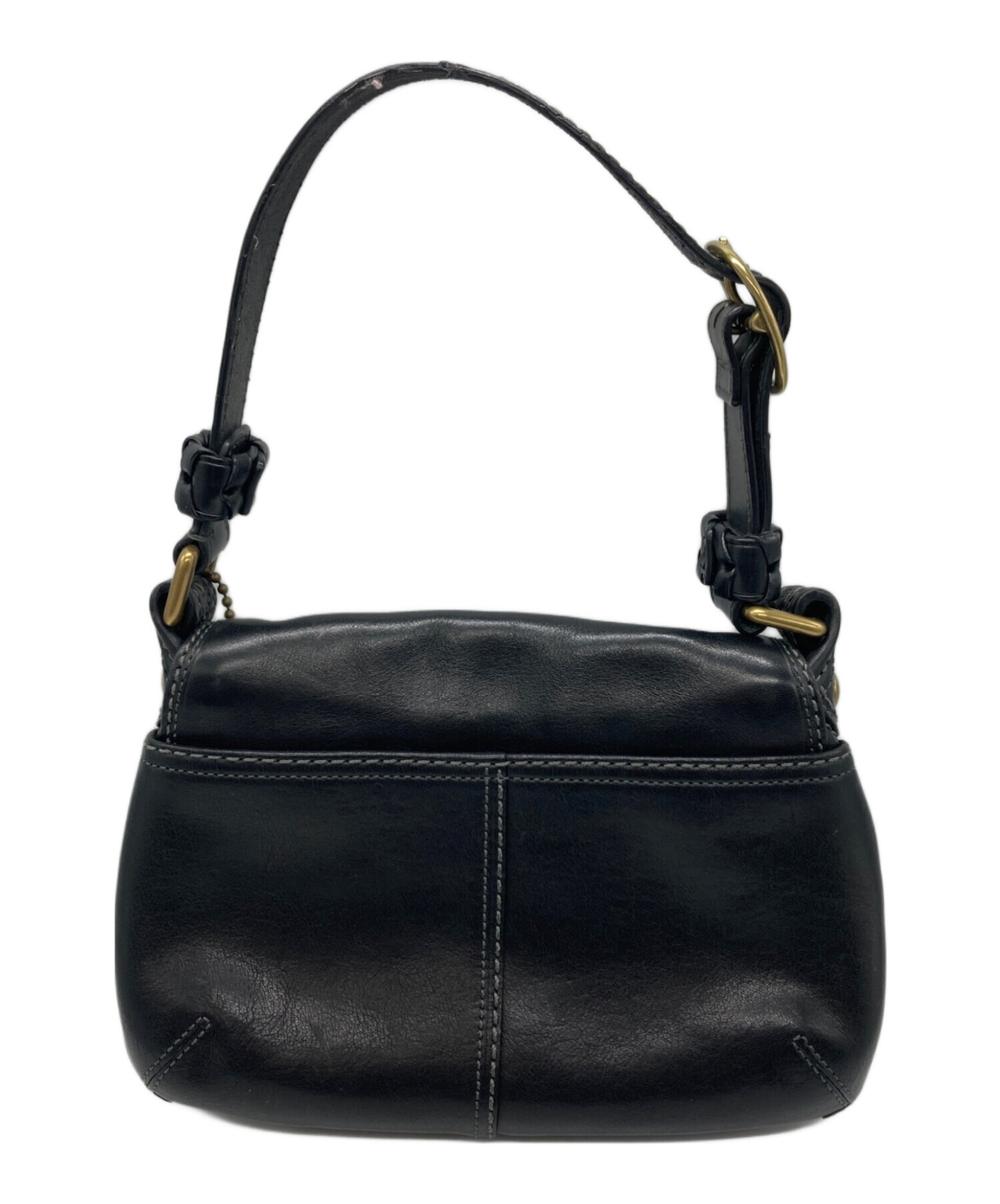 中古・古着通販】COACH (コーチ) レザーワンショルダーバッグ ブラック