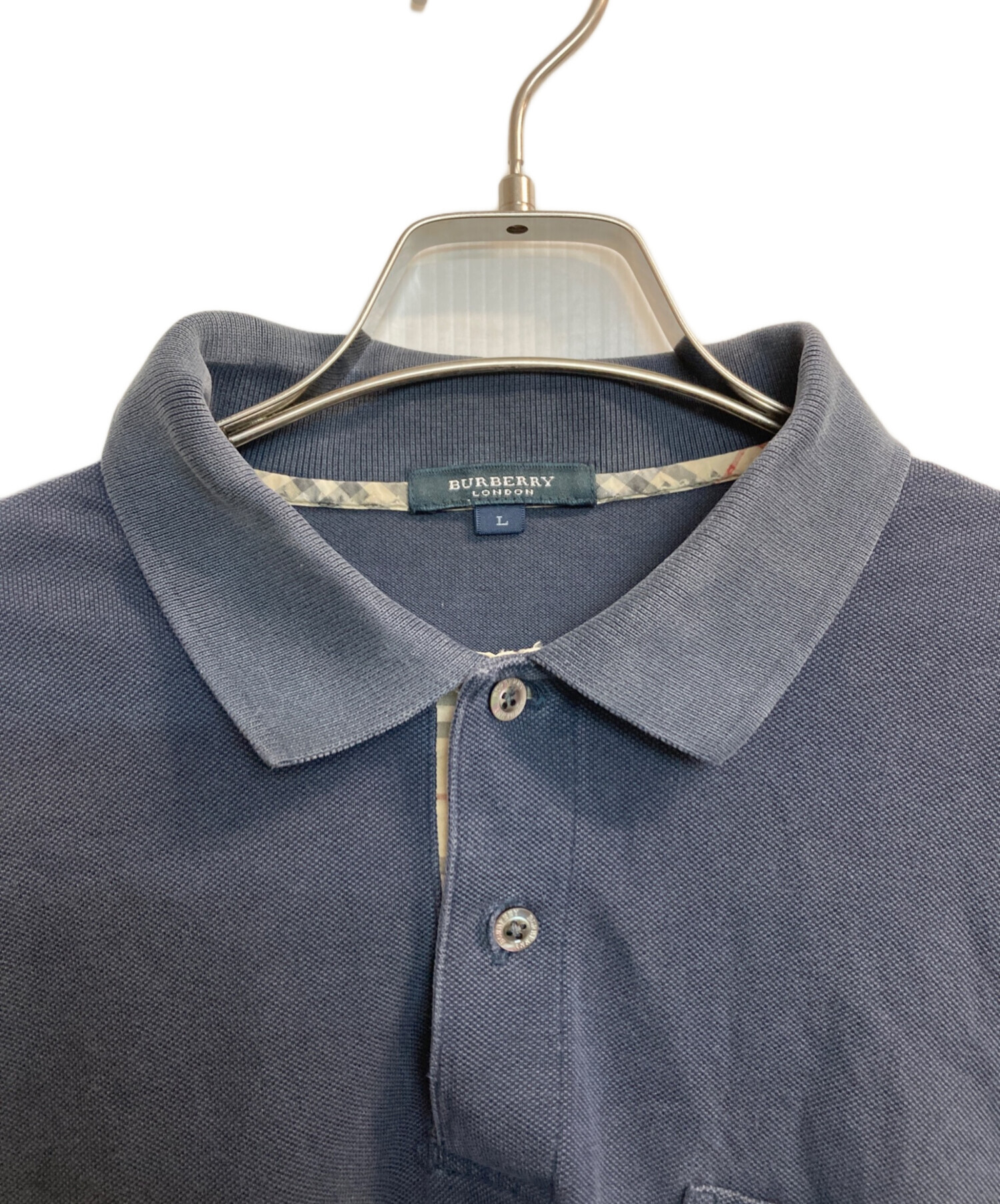 中古・古着通販】BURBERRY (バーバリー) ポロシャツ ネイビー サイズ:L