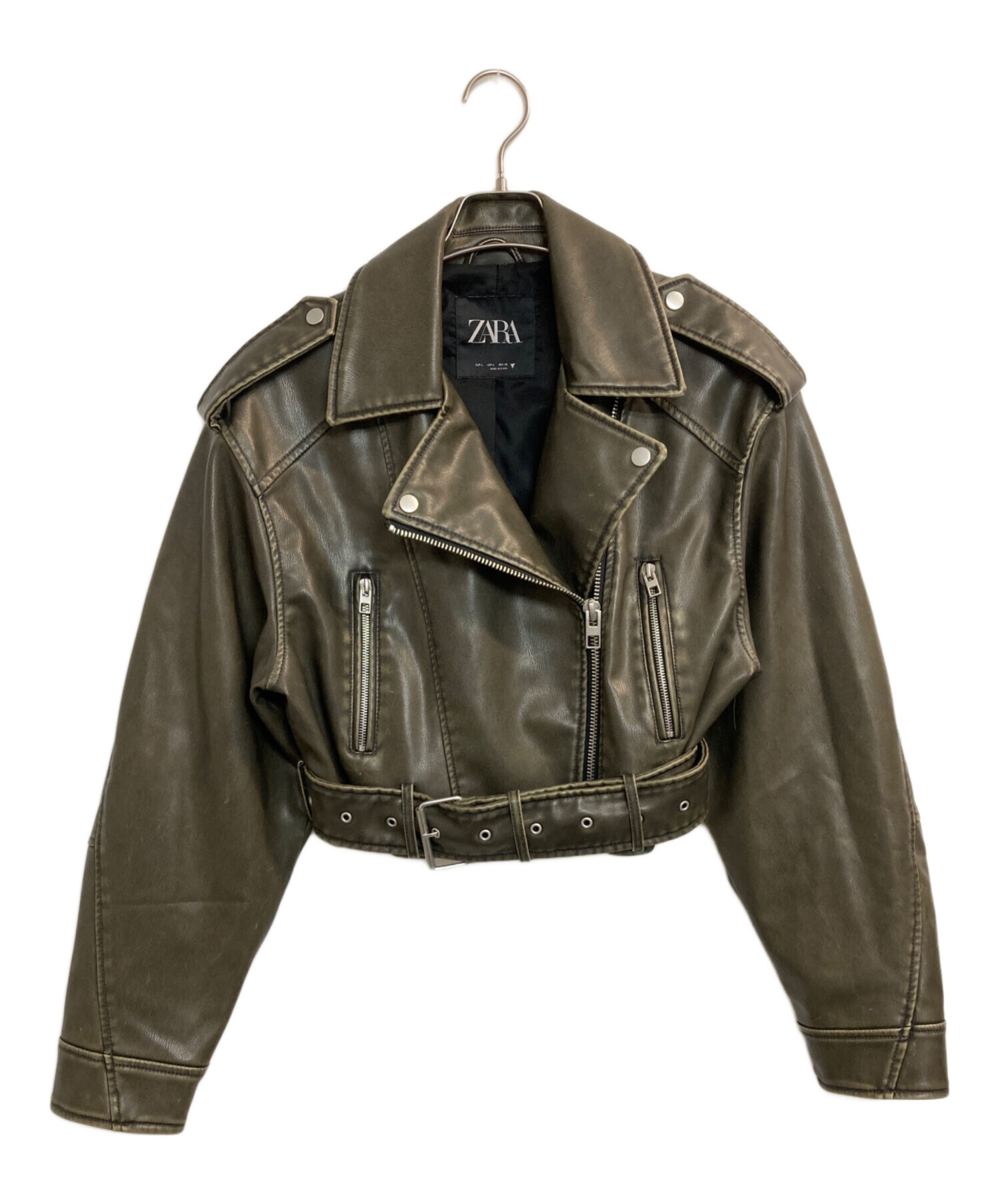 中古・古着通販】ZARA (ザラ) フェイクレザージャケット オリーブ