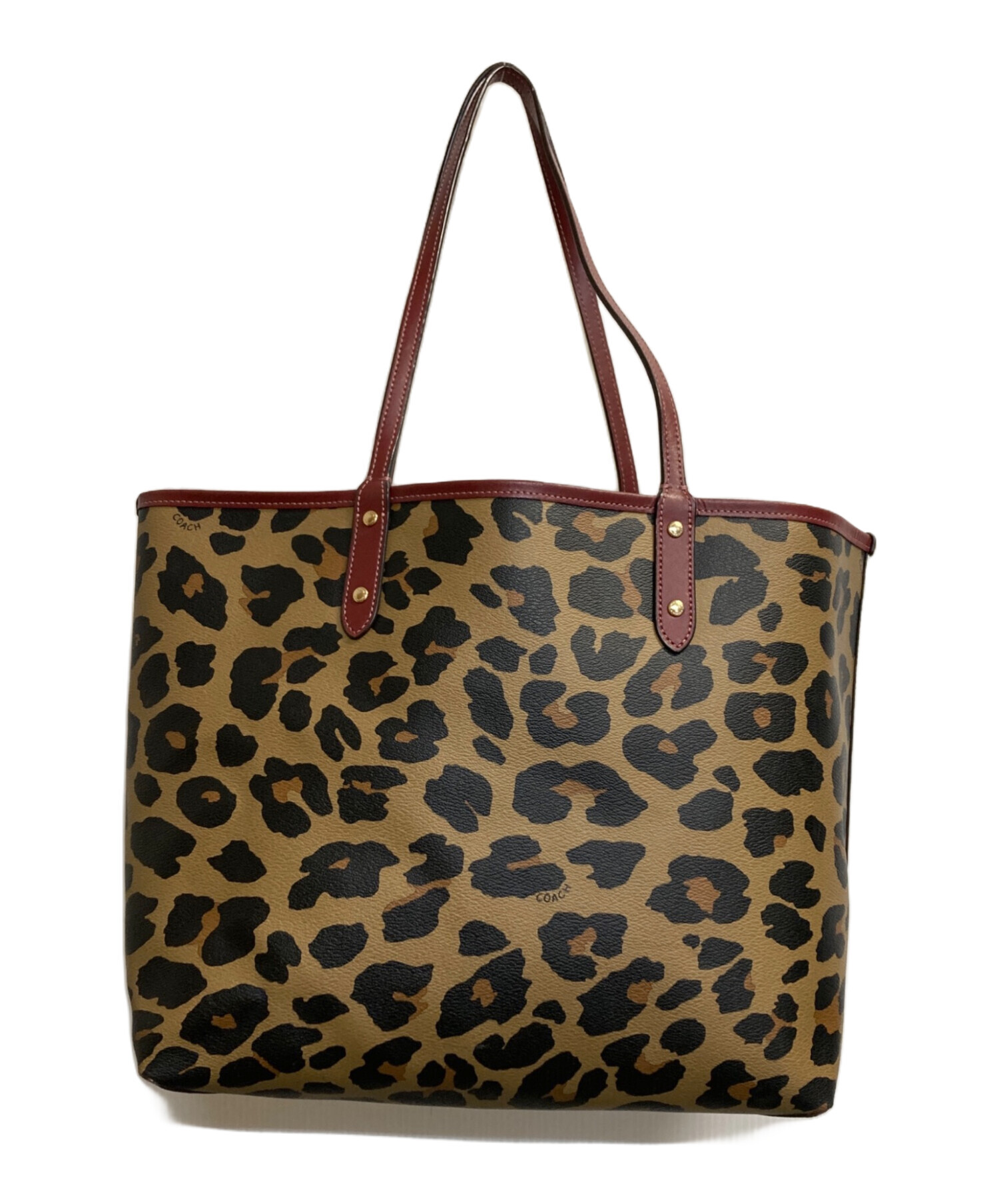 美品コーチリバーシブルトートバッグ豹柄 中古・古着通販】COACH (コーチ) PVC レオパード柄 プリント