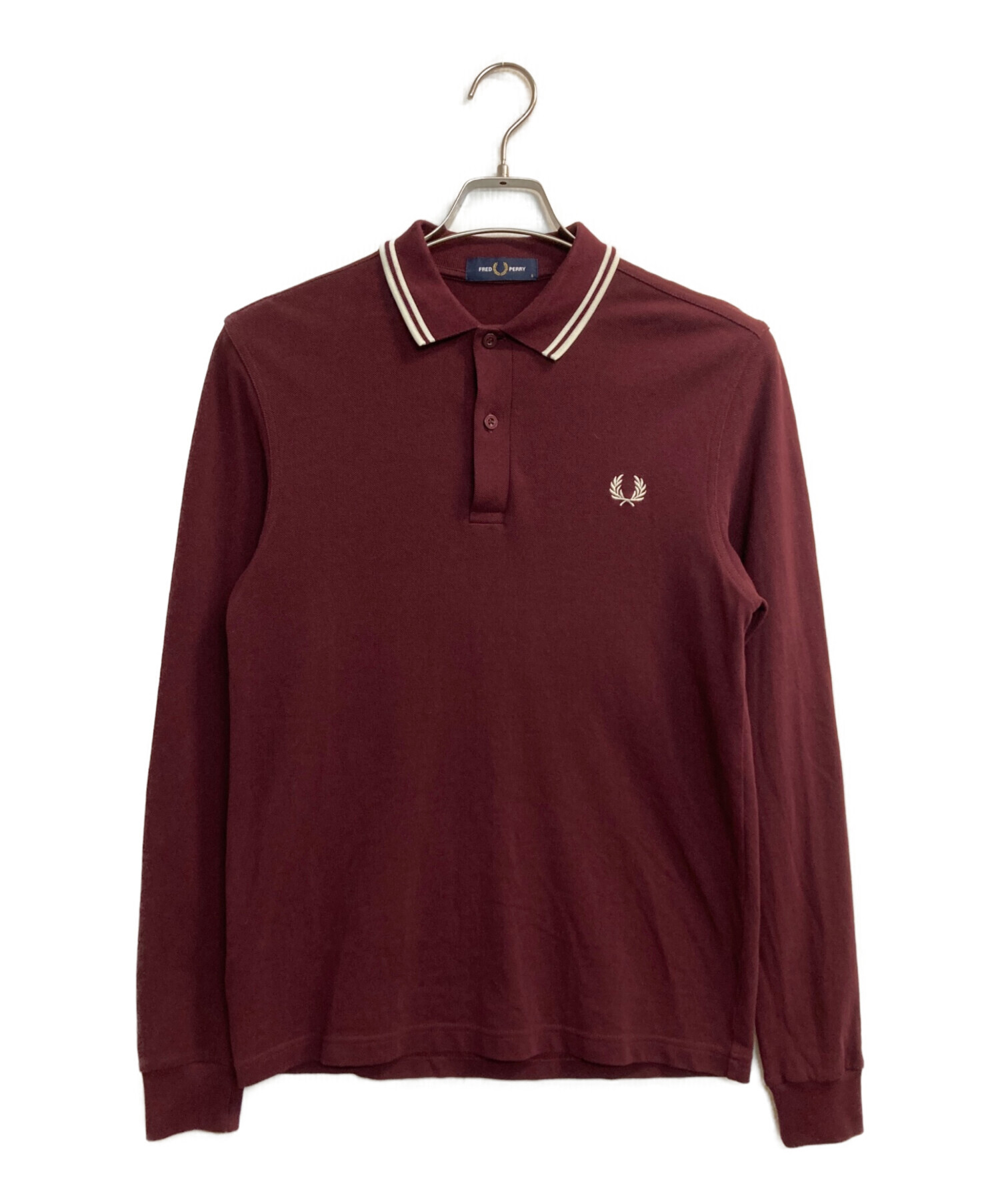 FRED PERRY 長袖ポロシャツ ボルドー M 月桂樹ロゴ 古着 ストリート 中古・古着通販】FRED PERRY (フレッドペリー) L/Sポロシャツ レッド